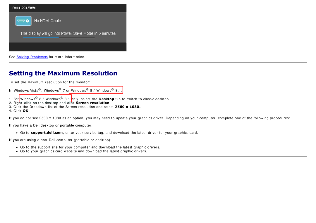 Dell 225-4201 manual Setting the Maximum Resolution 