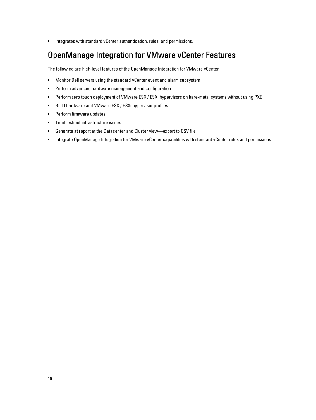 Dell 2.3 manual OpenManage Integration for VMware vCenter Features 