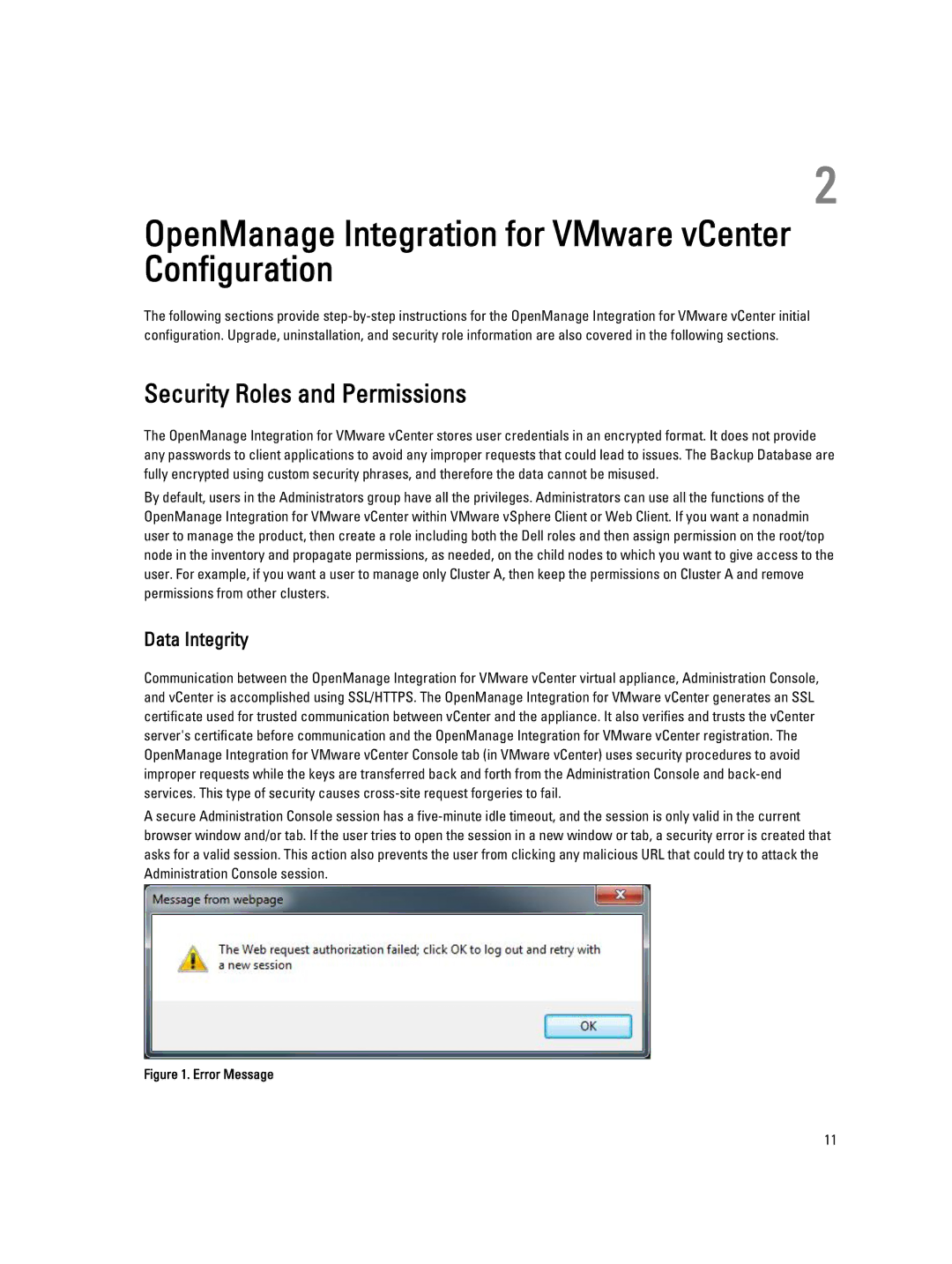 Dell 2.3 manual Security Roles and Permissions, Data Integrity 