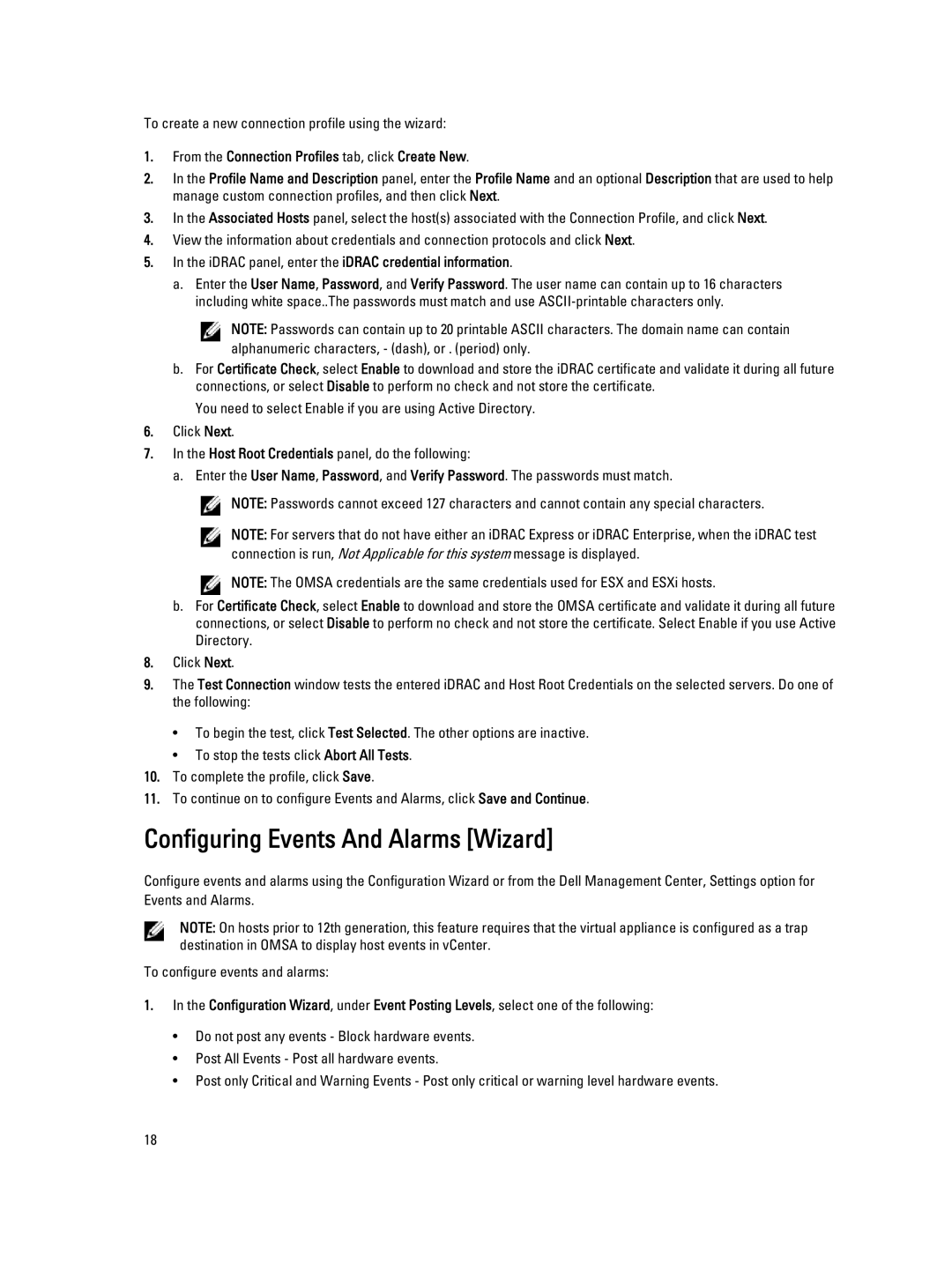 Dell 2.3 manual Configuring Events And Alarms Wizard 
