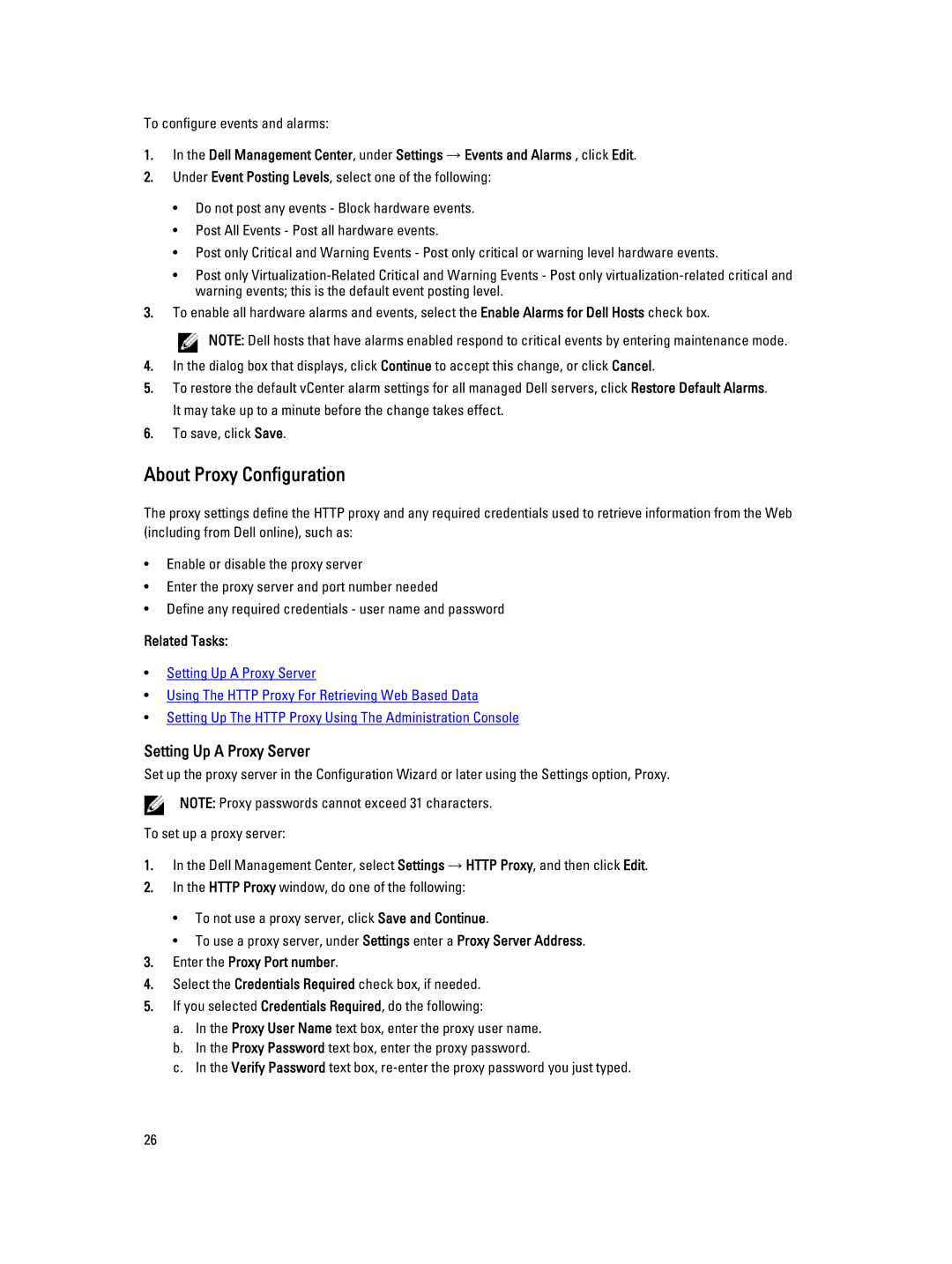 Dell 2.3 manual About Proxy Configuration, Setting Up a Proxy Server 