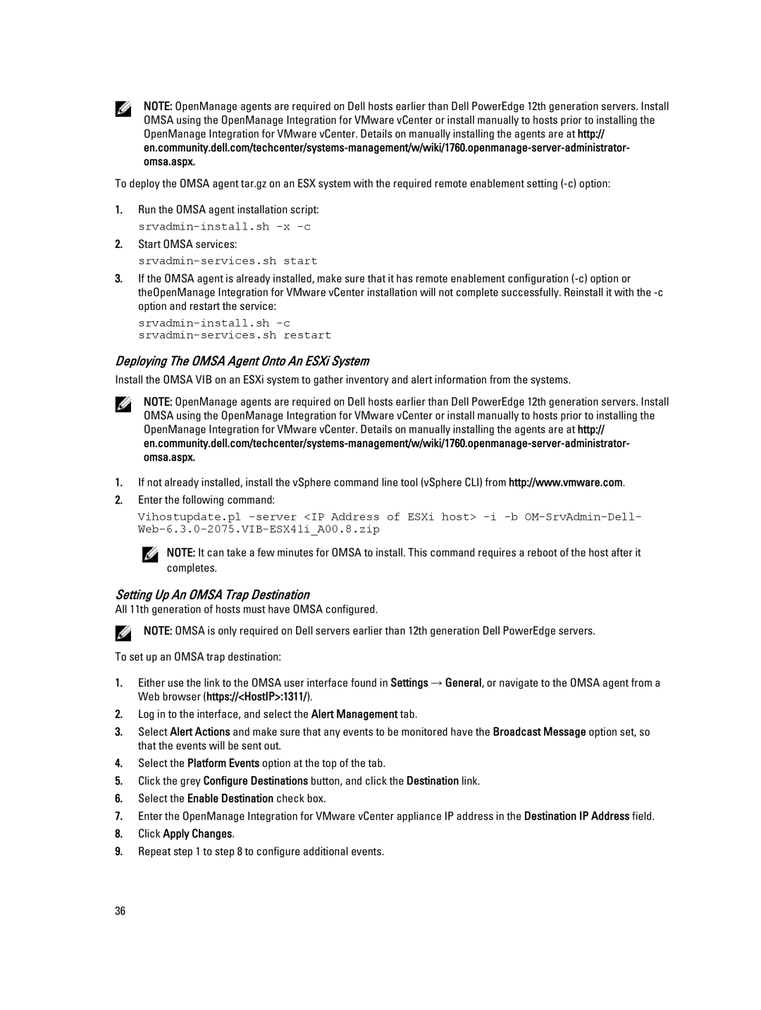 Dell 2.3 manual Deploying The Omsa Agent Onto An ESXi System, Click Apply Changes 