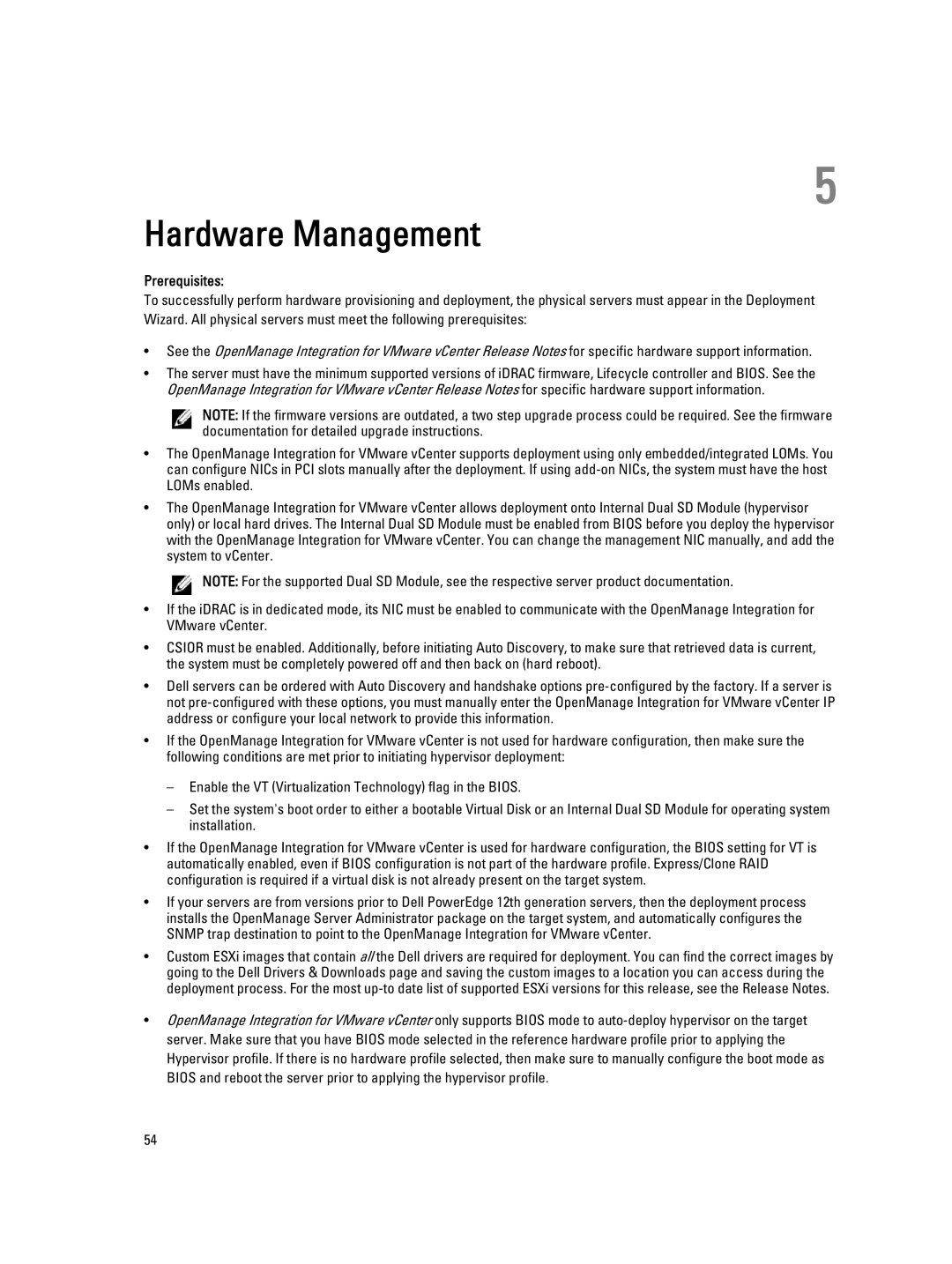 Dell 2.3 manual Hardware Management, Prerequisites 