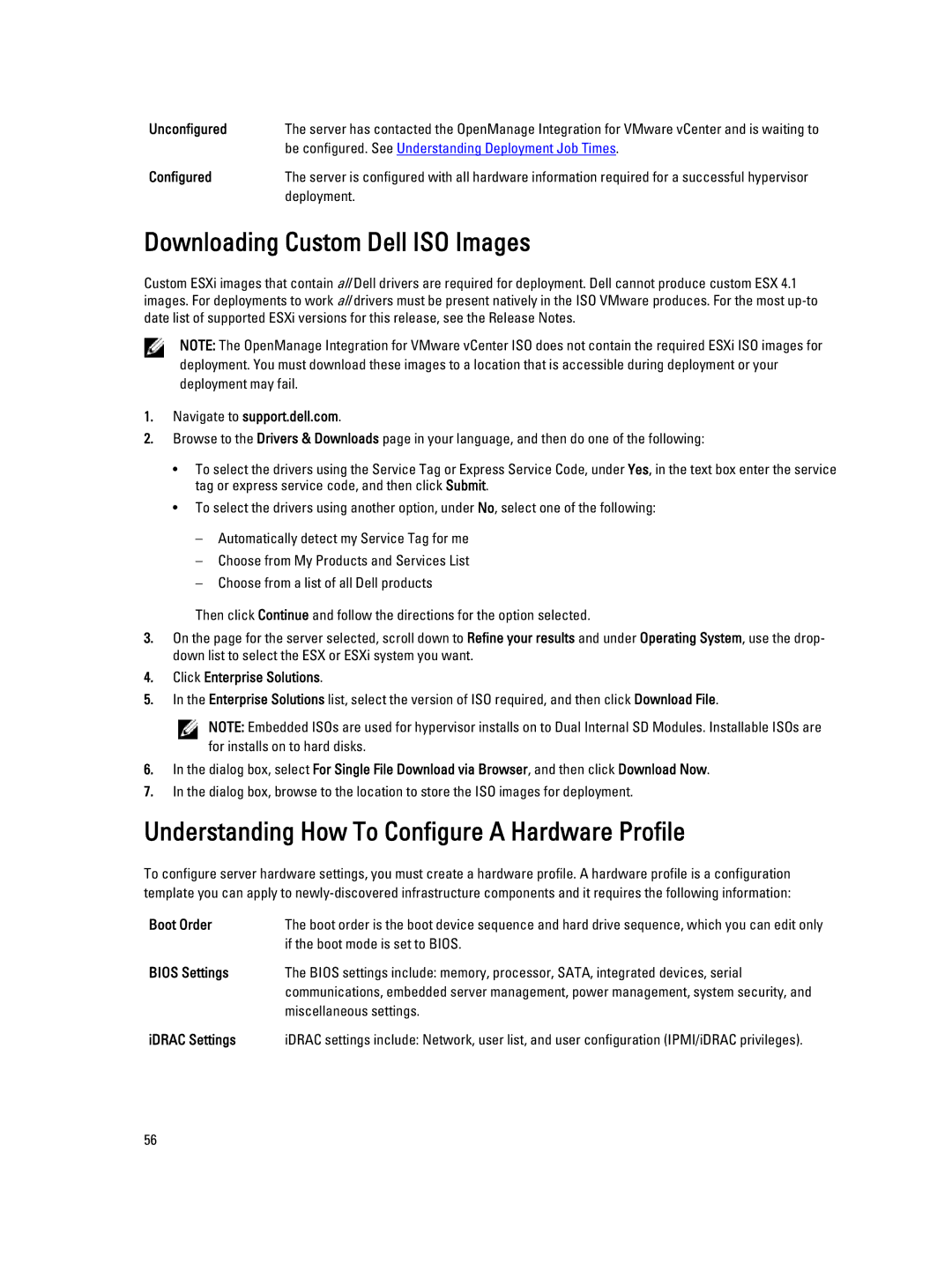 Dell 2.3 manual Downloading Custom Dell ISO Images, Understanding How To Configure a Hardware Profile 