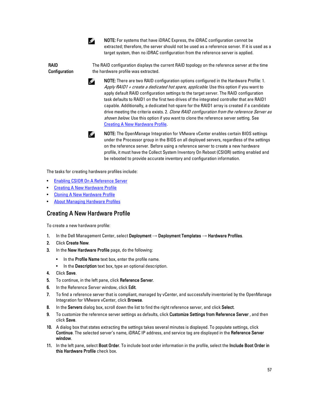 Dell 2.3 manual Creating a New Hardware Profile, Configuration 