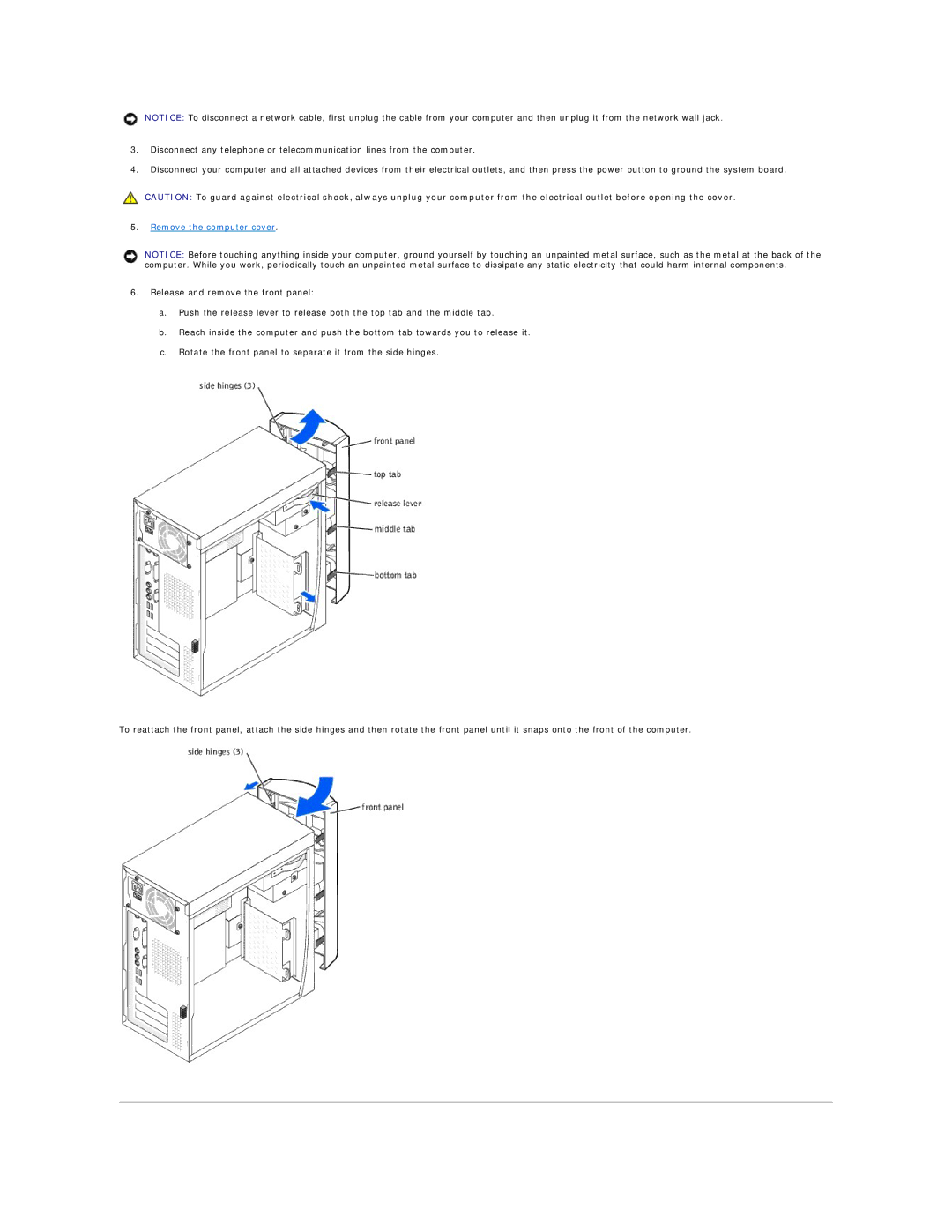 Dell 2300 technical specifications Remove the computer cover 