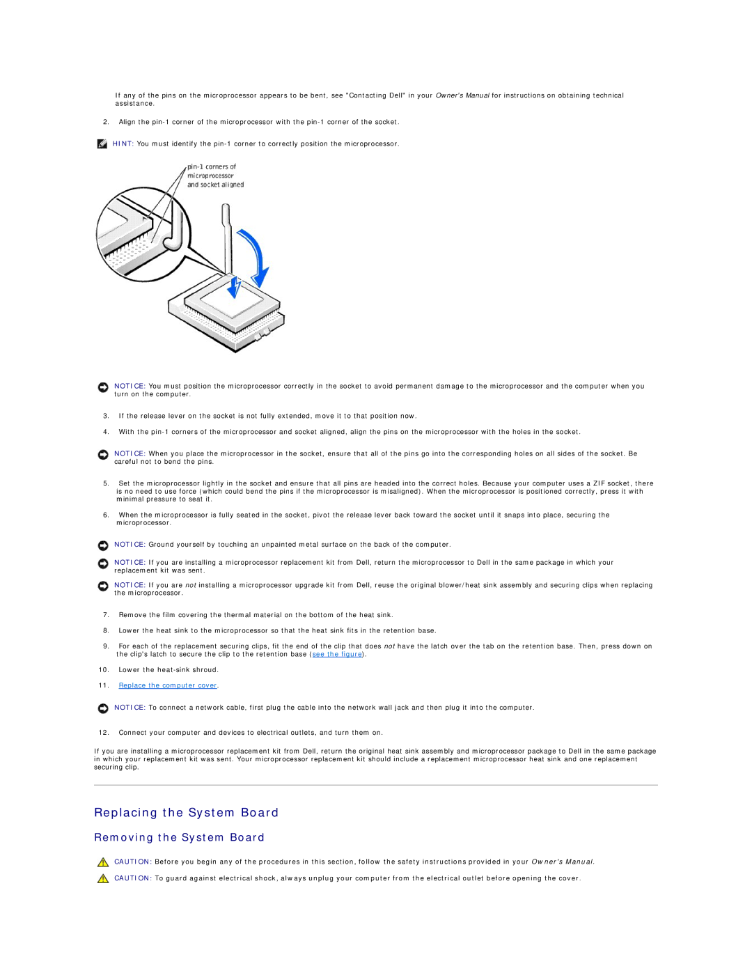 Dell 2300 technical specifications Replacing the System Board, Removing the System Board 