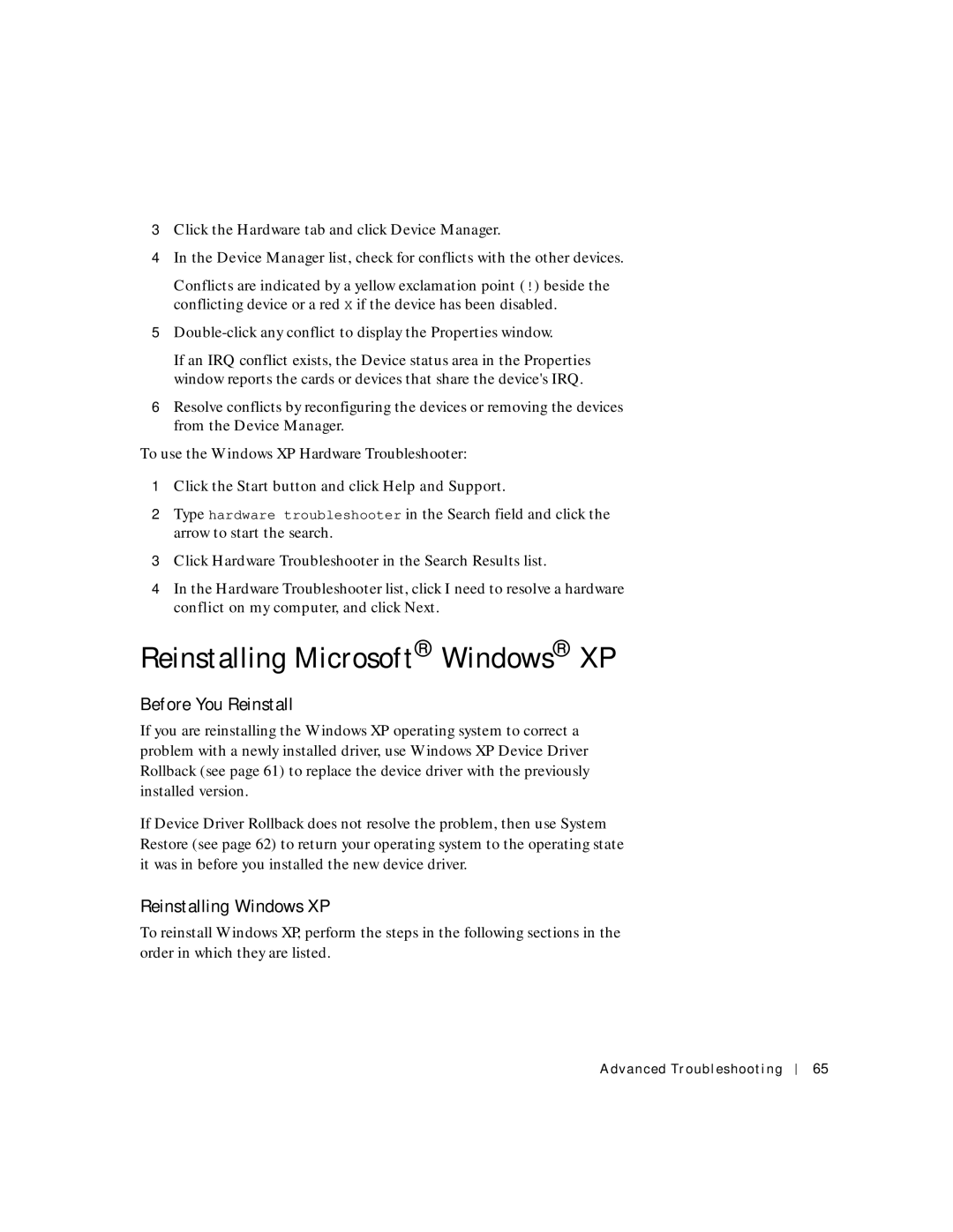 Dell 2300C manual Reinstalling Microsoft Windows XP, Before You Reinstall, Reinstalling Windows XP 