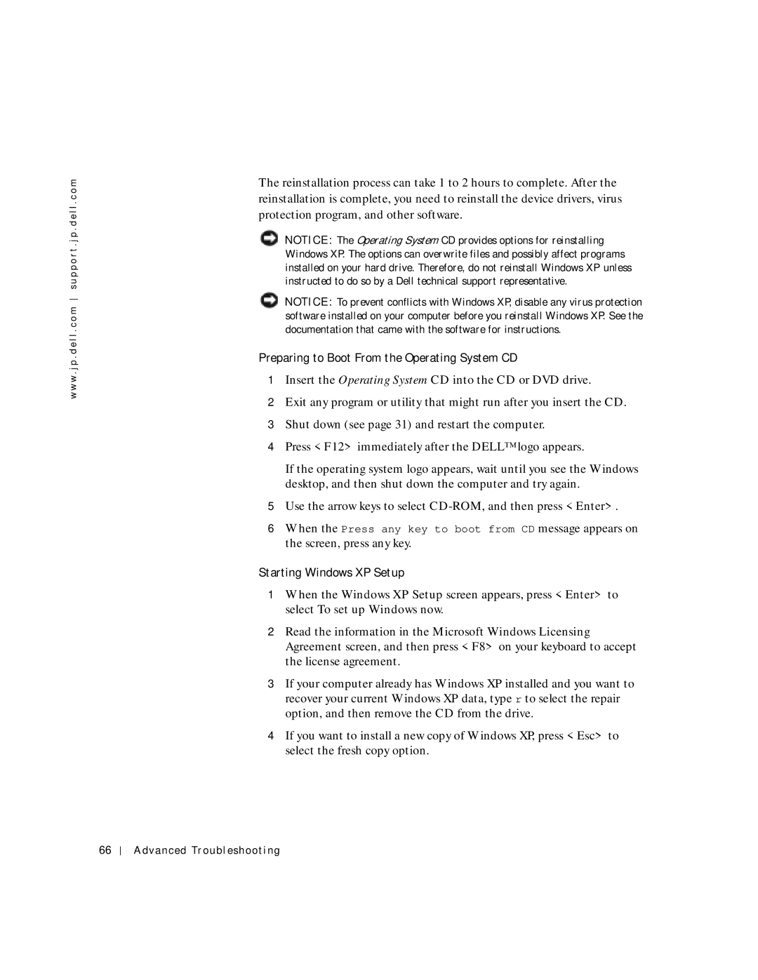 Dell 2300C manual Preparing to Boot From the Operating System CD 