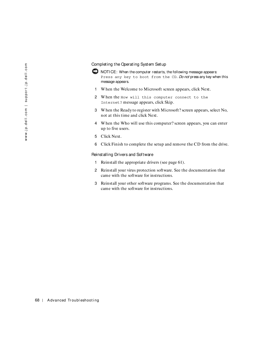 Dell 2300C manual Completing the Operating System Setup 