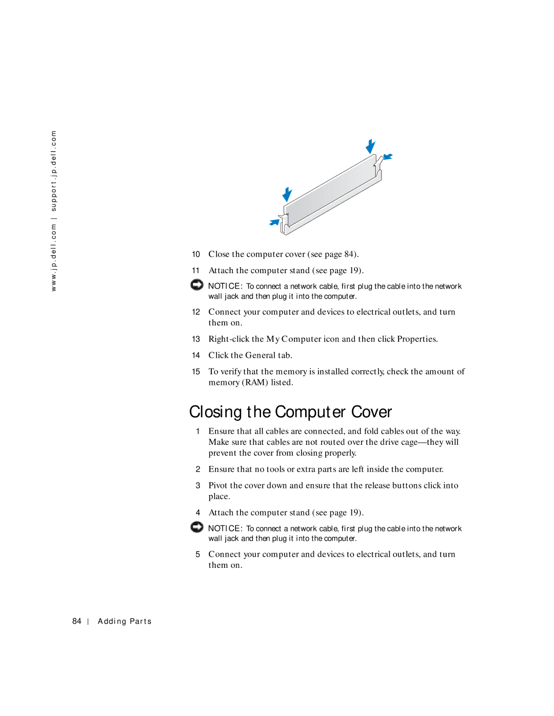 Dell 2300C manual Closing the Computer Cover 