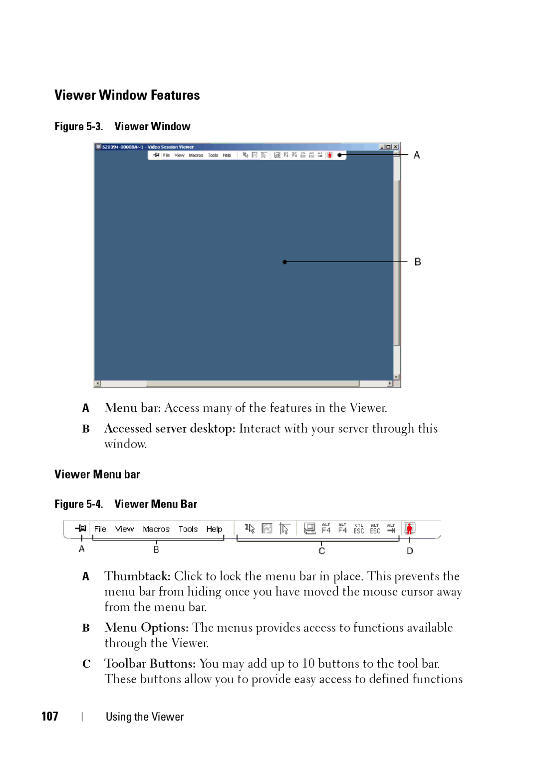 Dell 2321DS manual Viewer Window Features, Viewer Menu bar, 107 