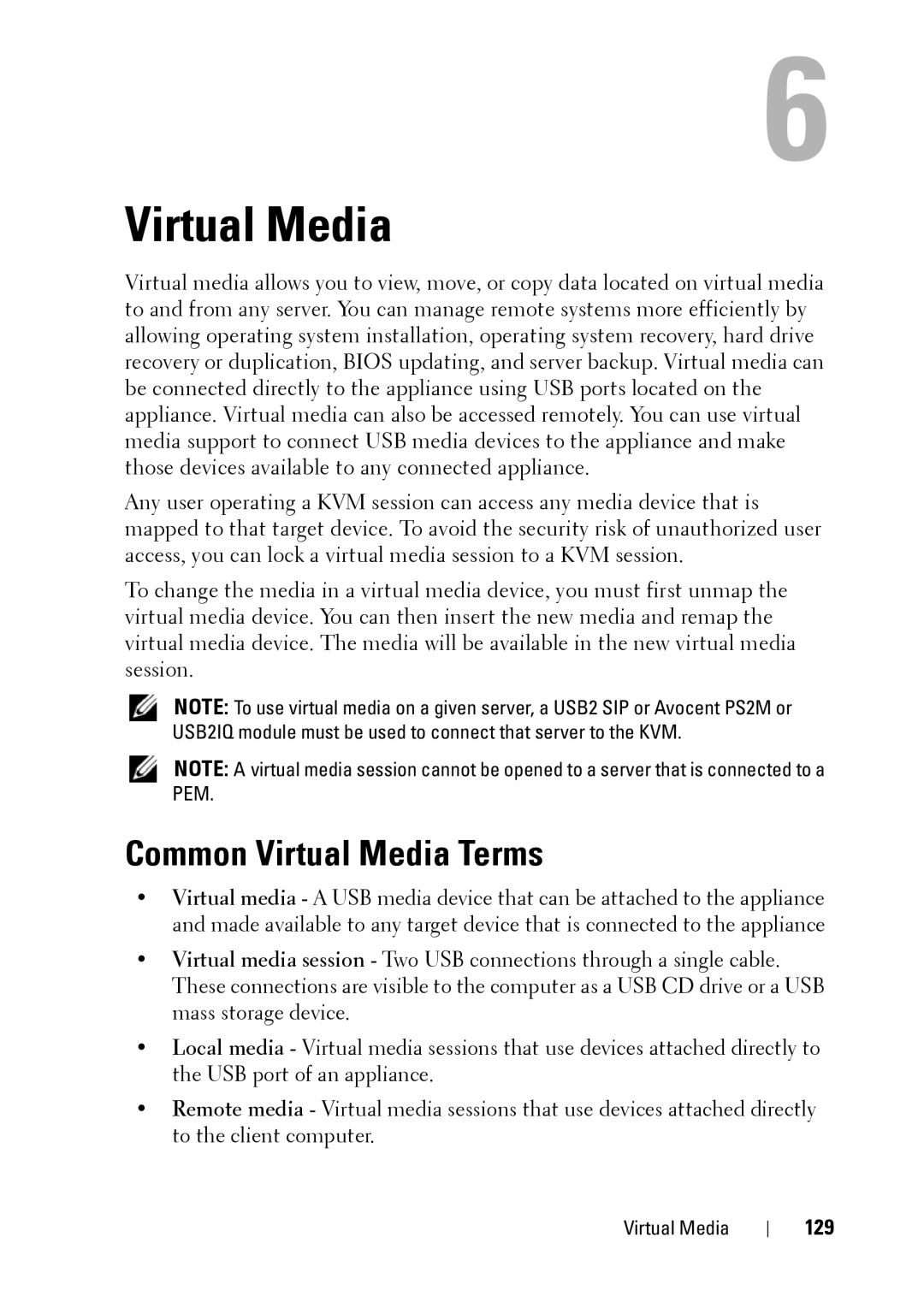 Dell 2321DS manual Common Virtual Media Terms, 129 