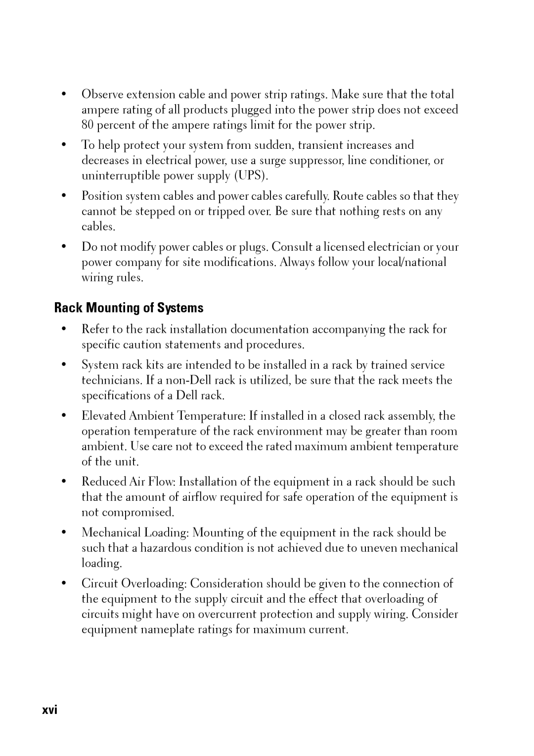 Dell 2321DS manual Rack Mounting of Systems, Xvi 