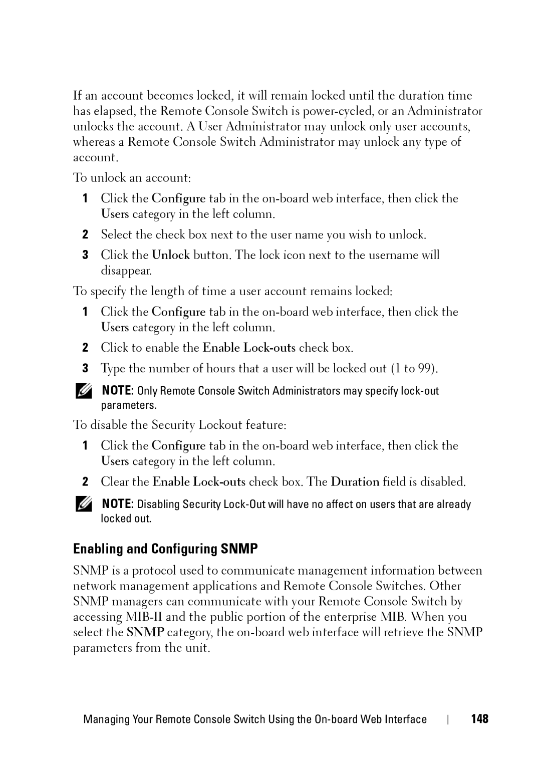 Dell 2321DS manual Enabling and Configuring Snmp, 148 