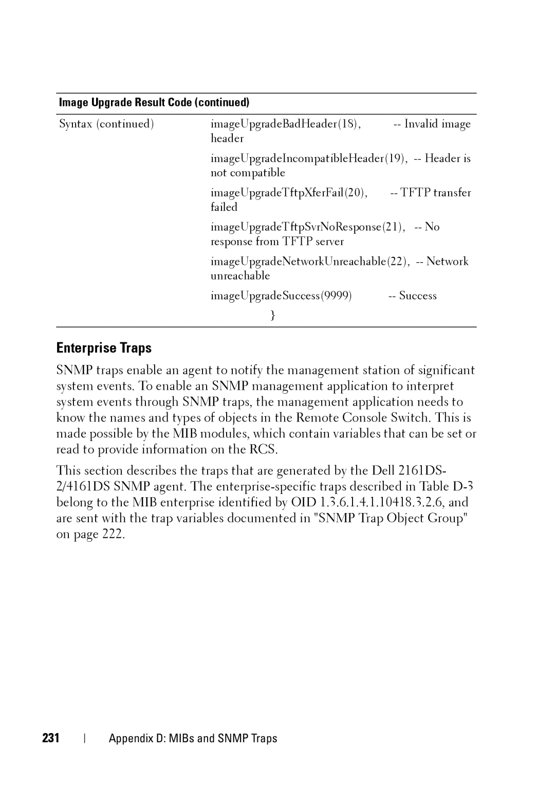 Dell 2321DS manual Enterprise Traps, 231 