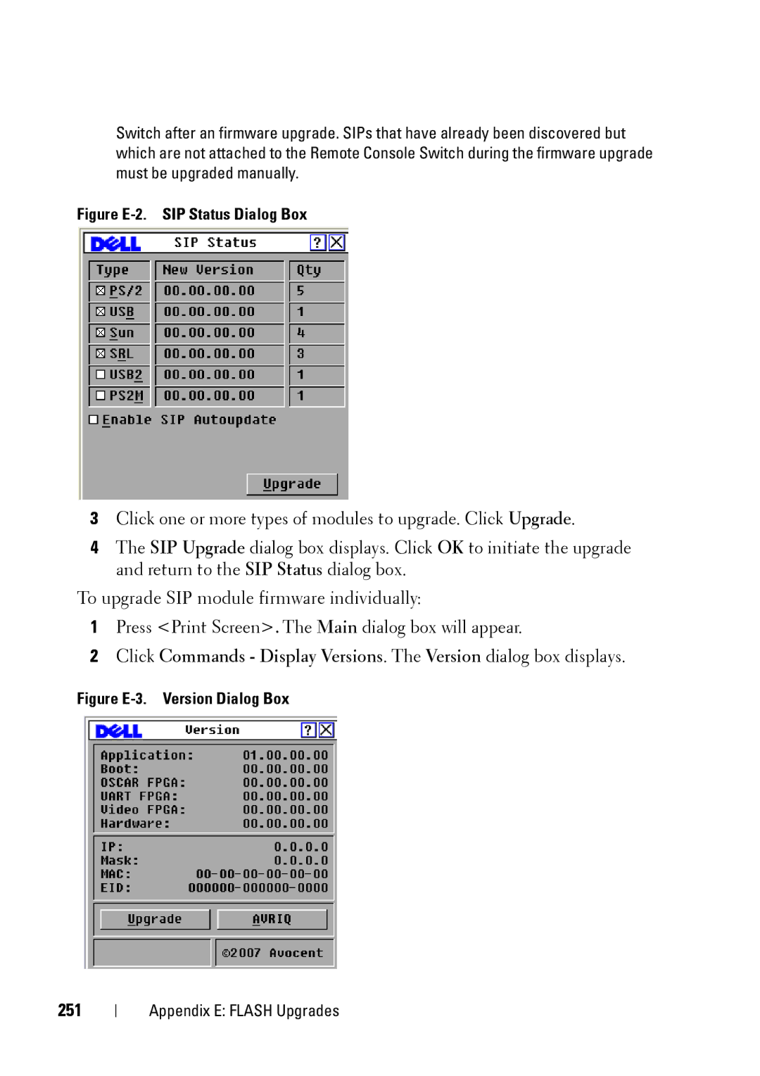 Dell 2321DS manual 251, Figure E-2. SIP Status Dialog Box 