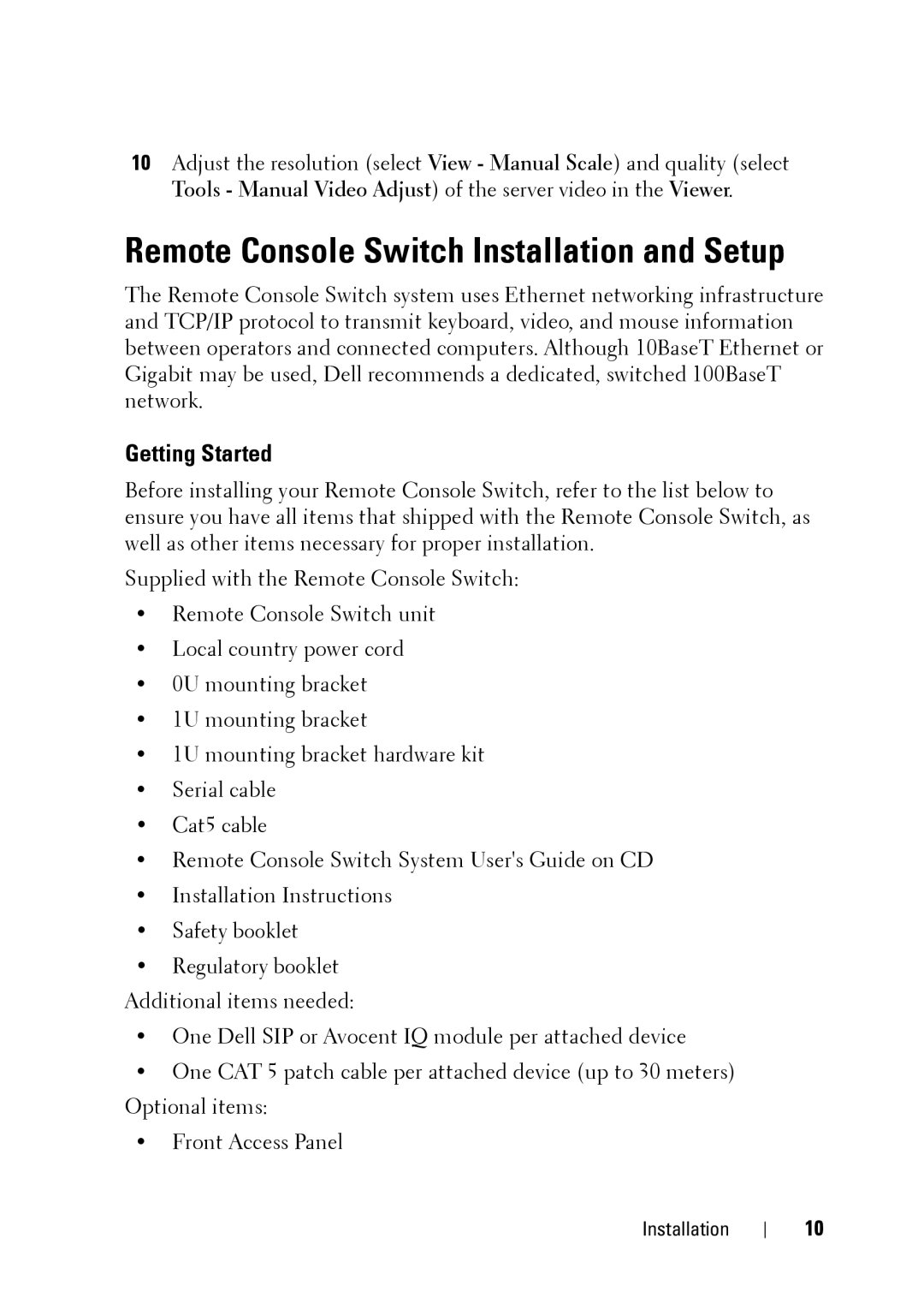 Dell 2321DS manual Remote Console Switch Installation and Setup, Getting Started 