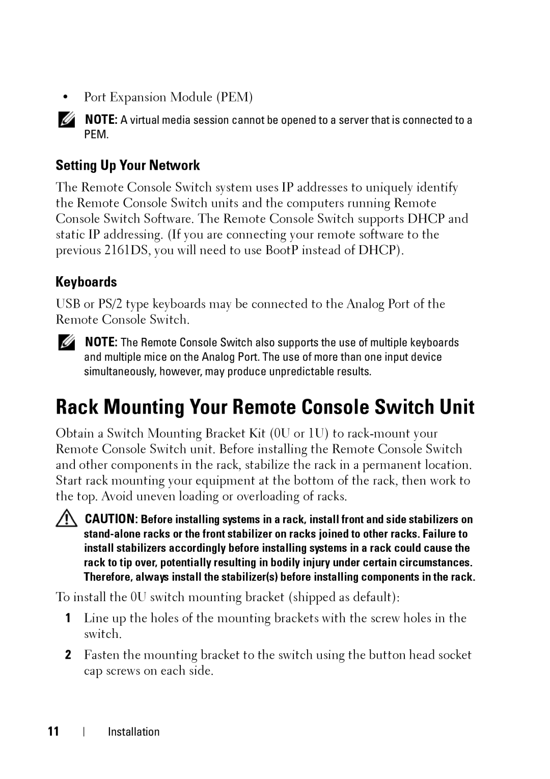 Dell 2321DS manual Rack Mounting Your Remote Console Switch Unit, Setting Up Your Network, Keyboards 