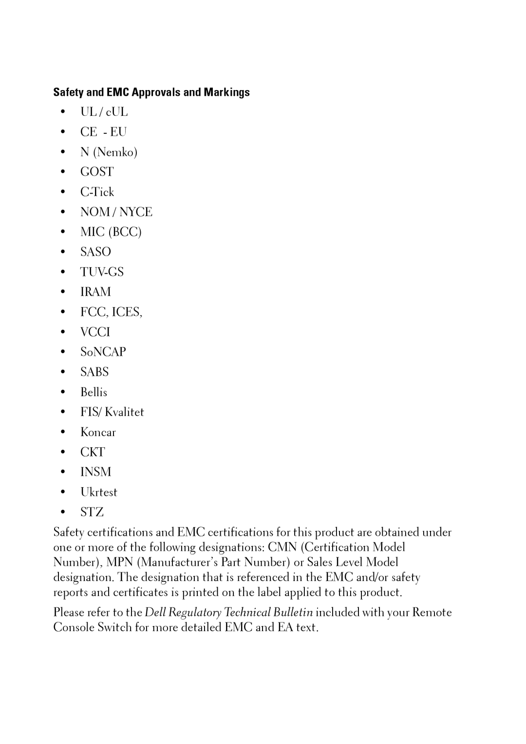 Dell 2321DS manual Safety and EMC Approvals and Markings, Stz 