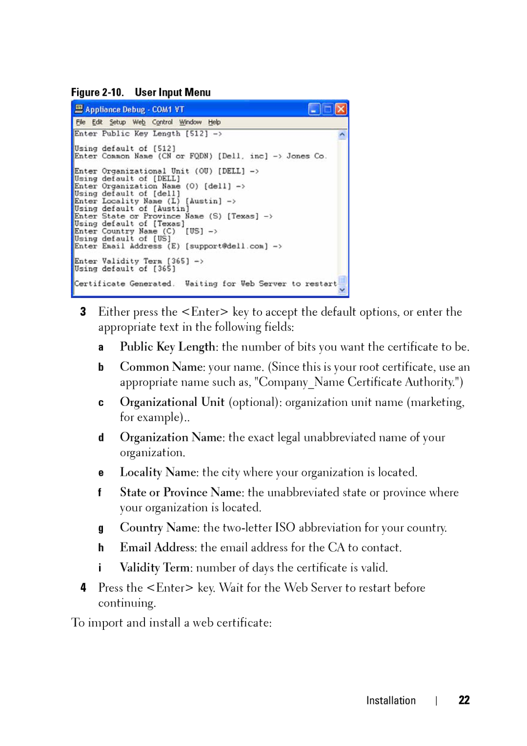 Dell 2321DS manual User Input Menu 