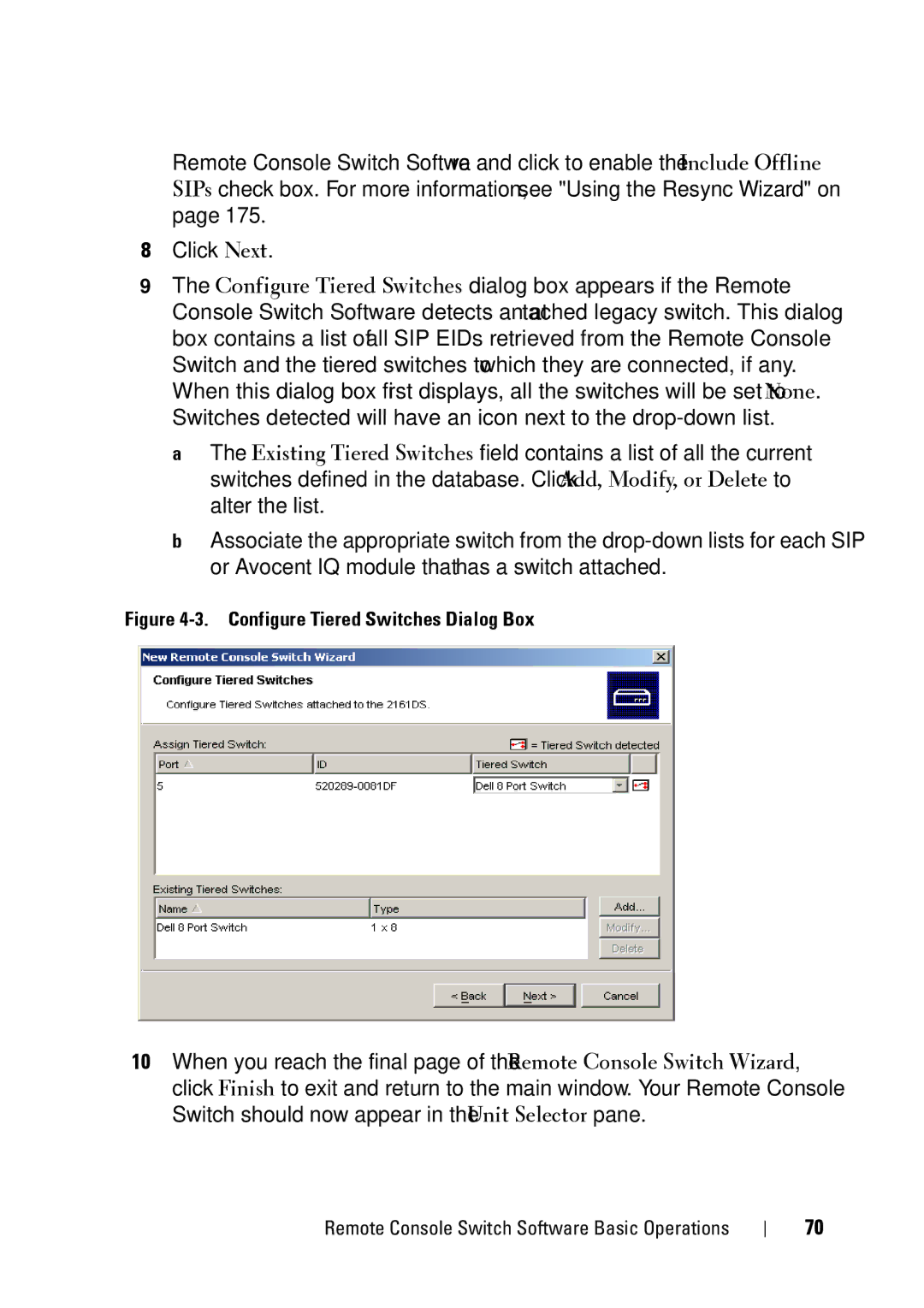 Dell 2321DS manual Configure Tiered Switches Dialog Box 