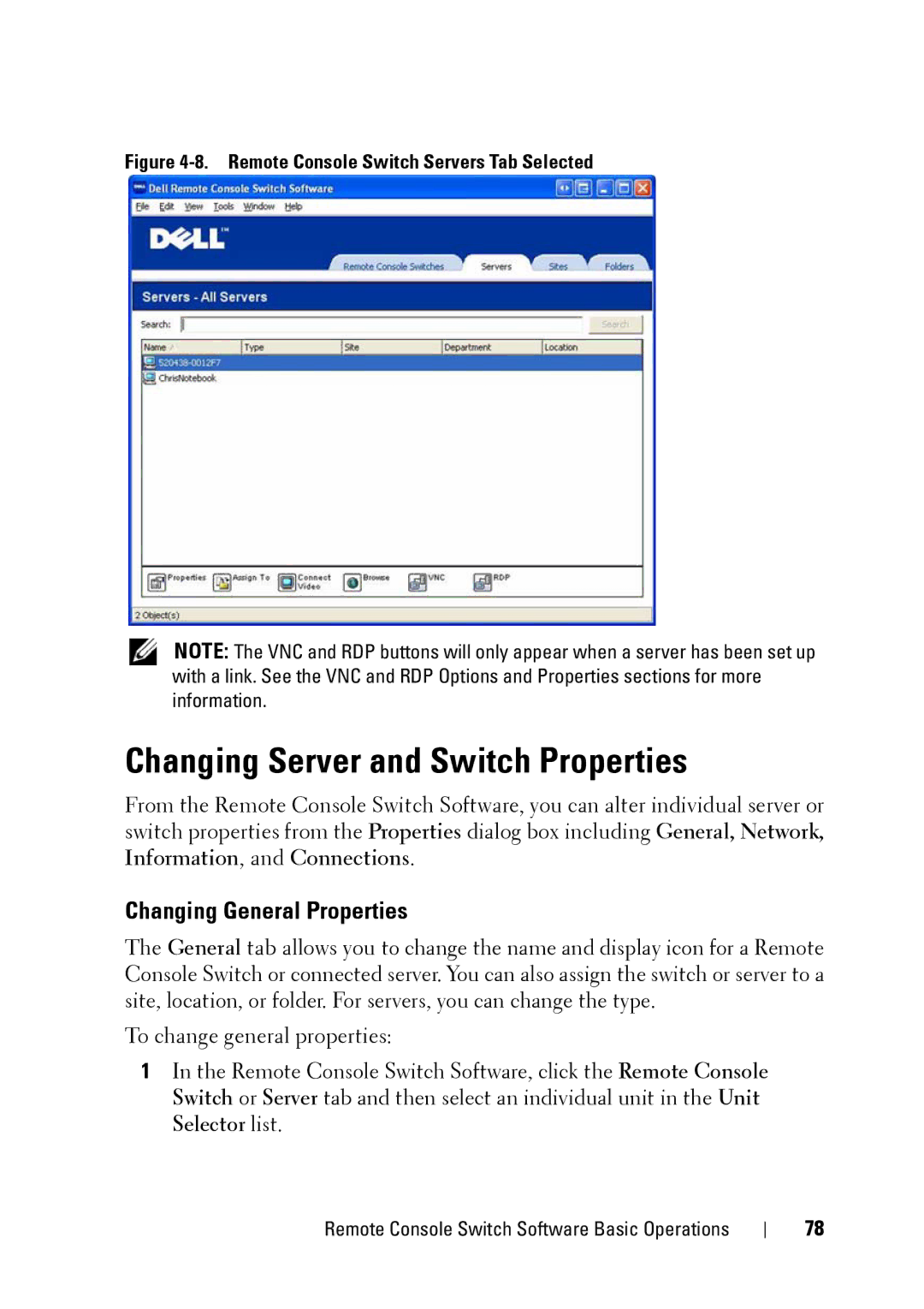 Dell 2321DS manual Changing Server and Switch Properties, Changing General Properties 