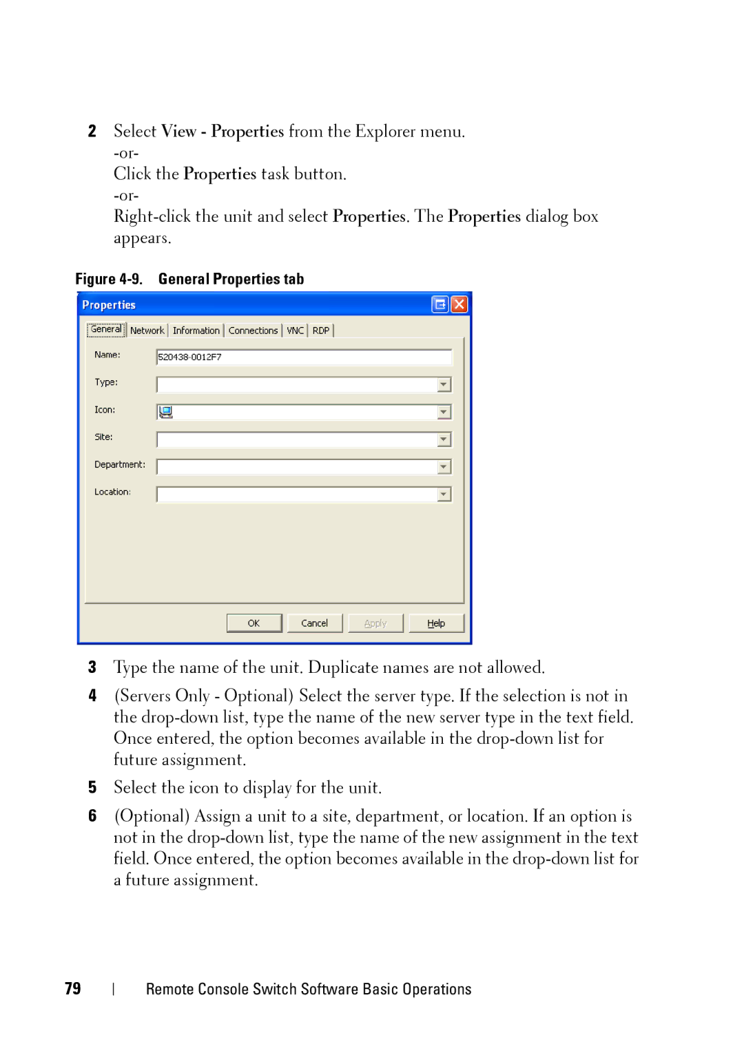 Dell 2321DS manual General Properties tab 