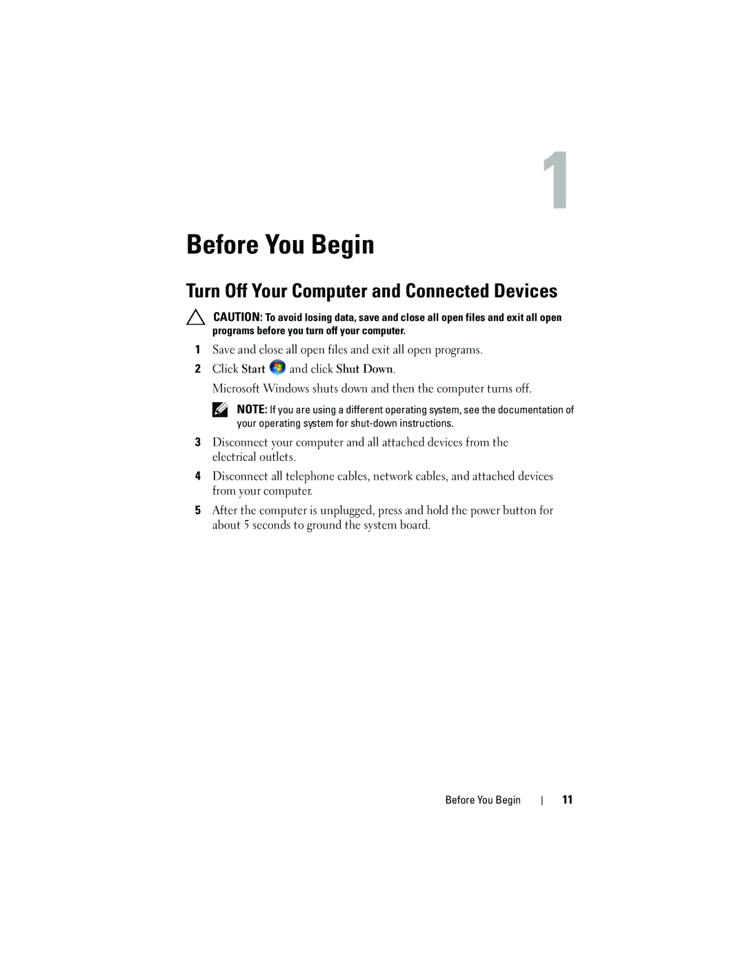 Dell 2330 owner manual Before You Begin, Turn Off Your Computer and Connected Devices 