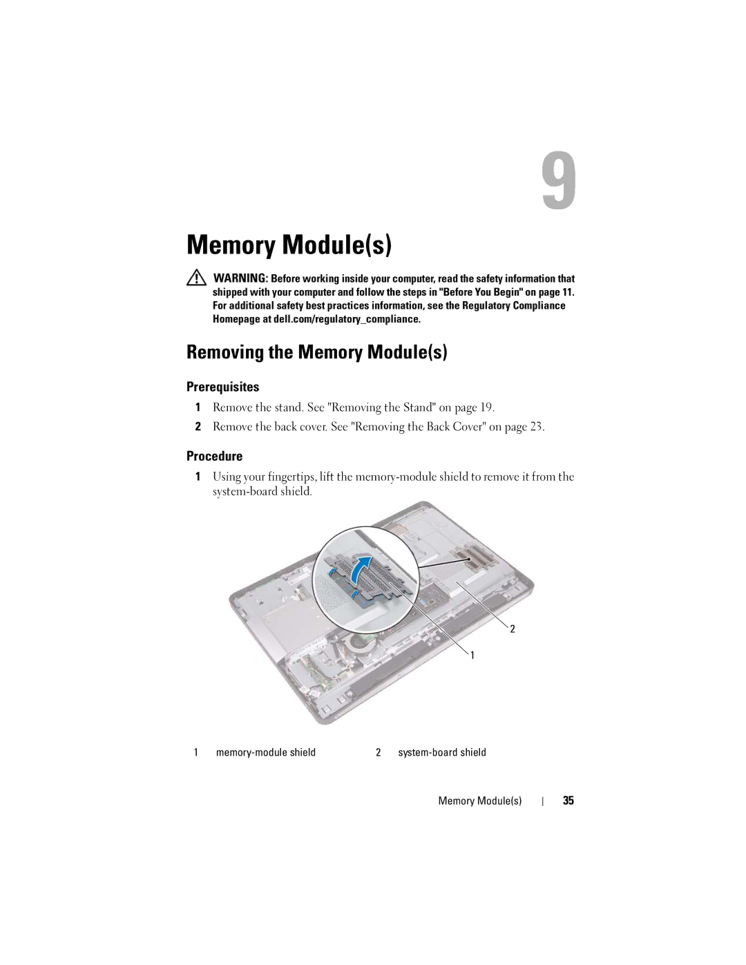 Dell 2330 owner manual Removing the Memory Modules 