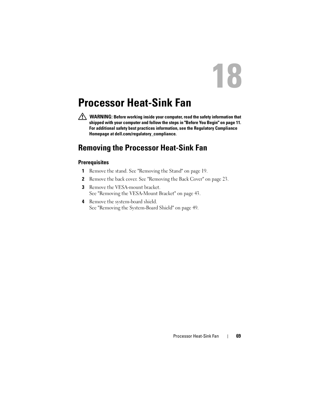 Dell 2330 owner manual Removing the Processor Heat-Sink Fan 