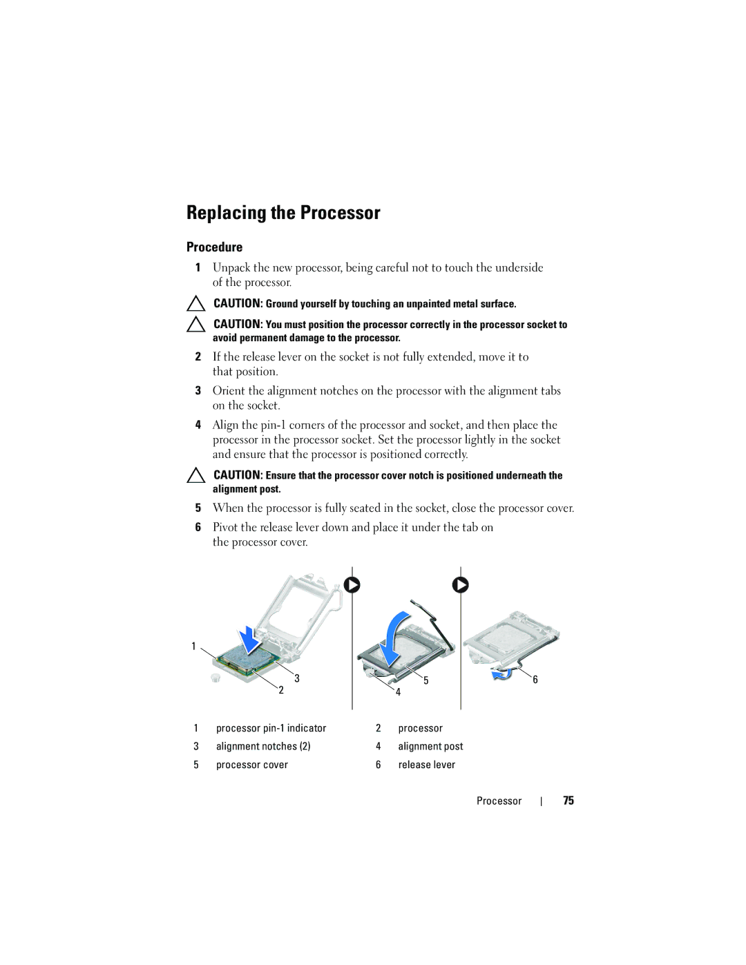 Dell 2330 owner manual Replacing the Processor 