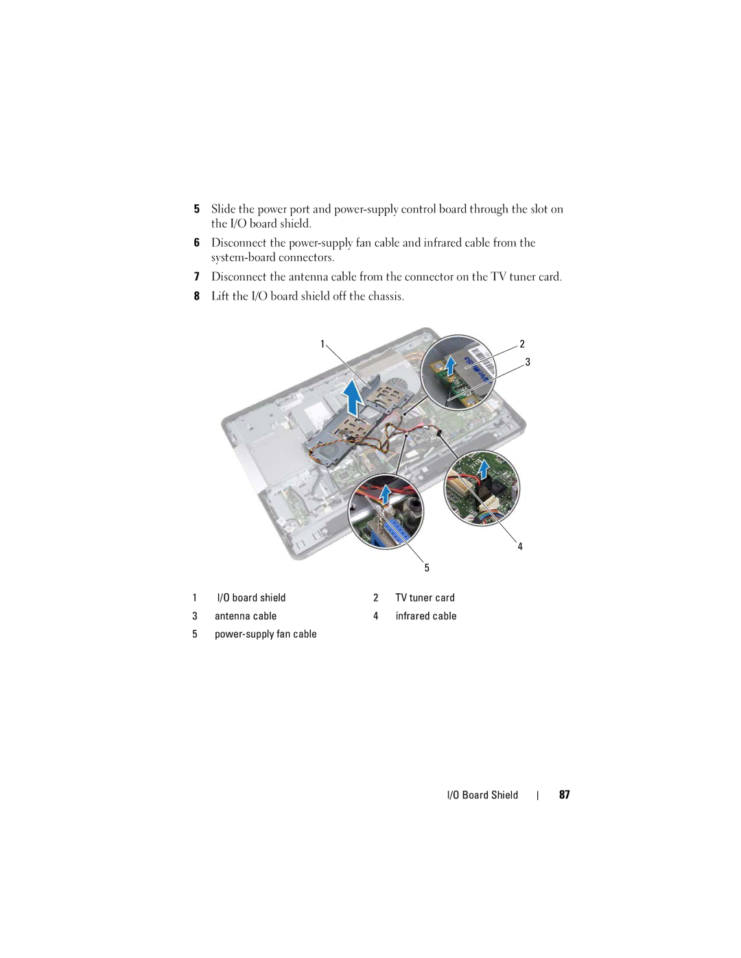 Dell 2330 owner manual Power-supply fan cable Board Shield 