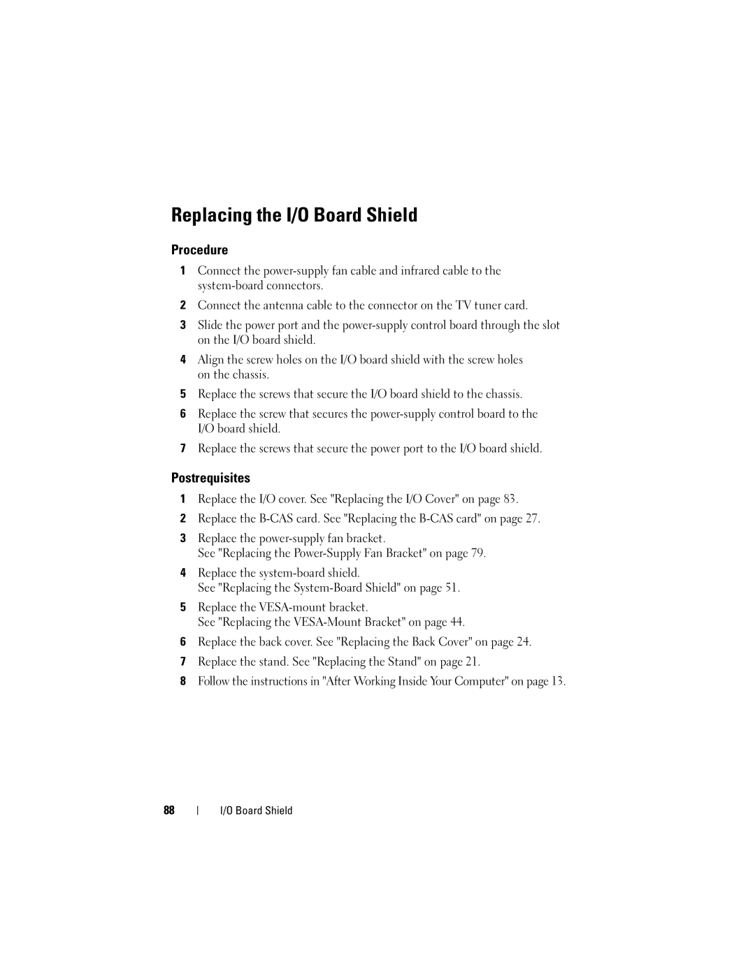 Dell 2330 owner manual Replacing the I/O Board Shield 