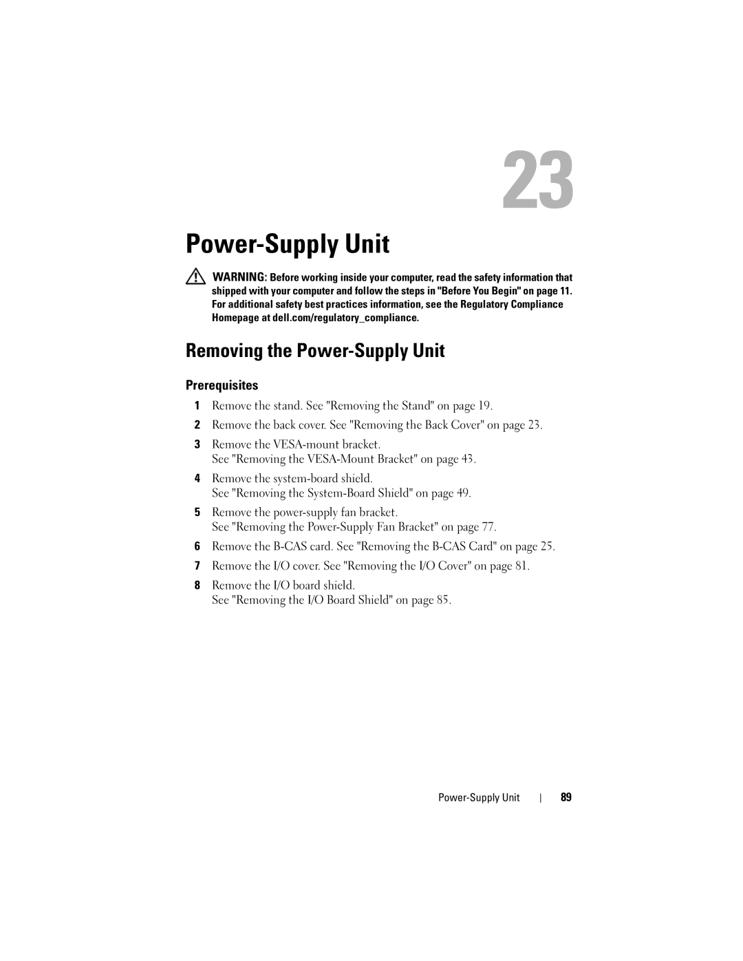 Dell 2330 owner manual Removing the Power-Supply Unit 