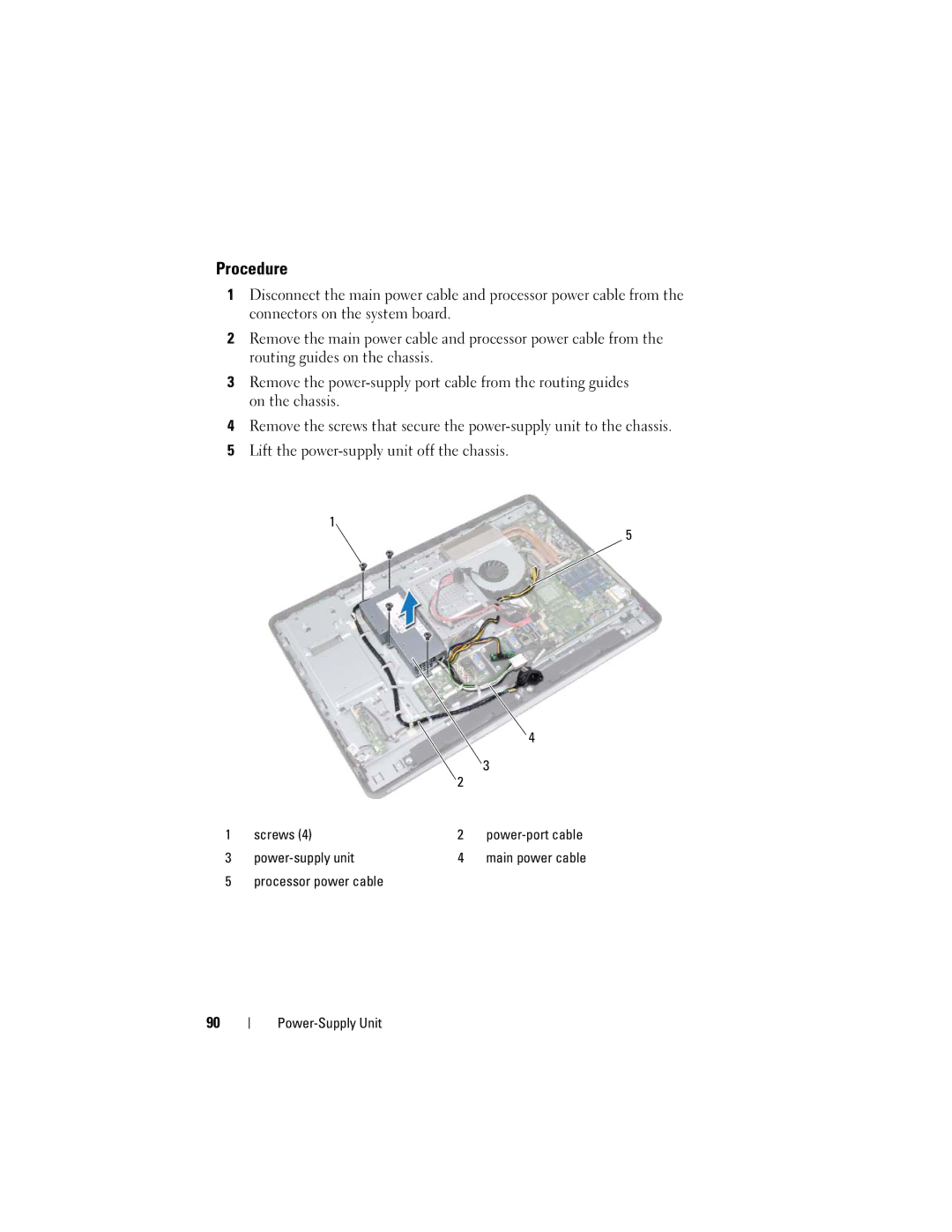 Dell 2330 owner manual Processor power cable Power-Supply Unit 