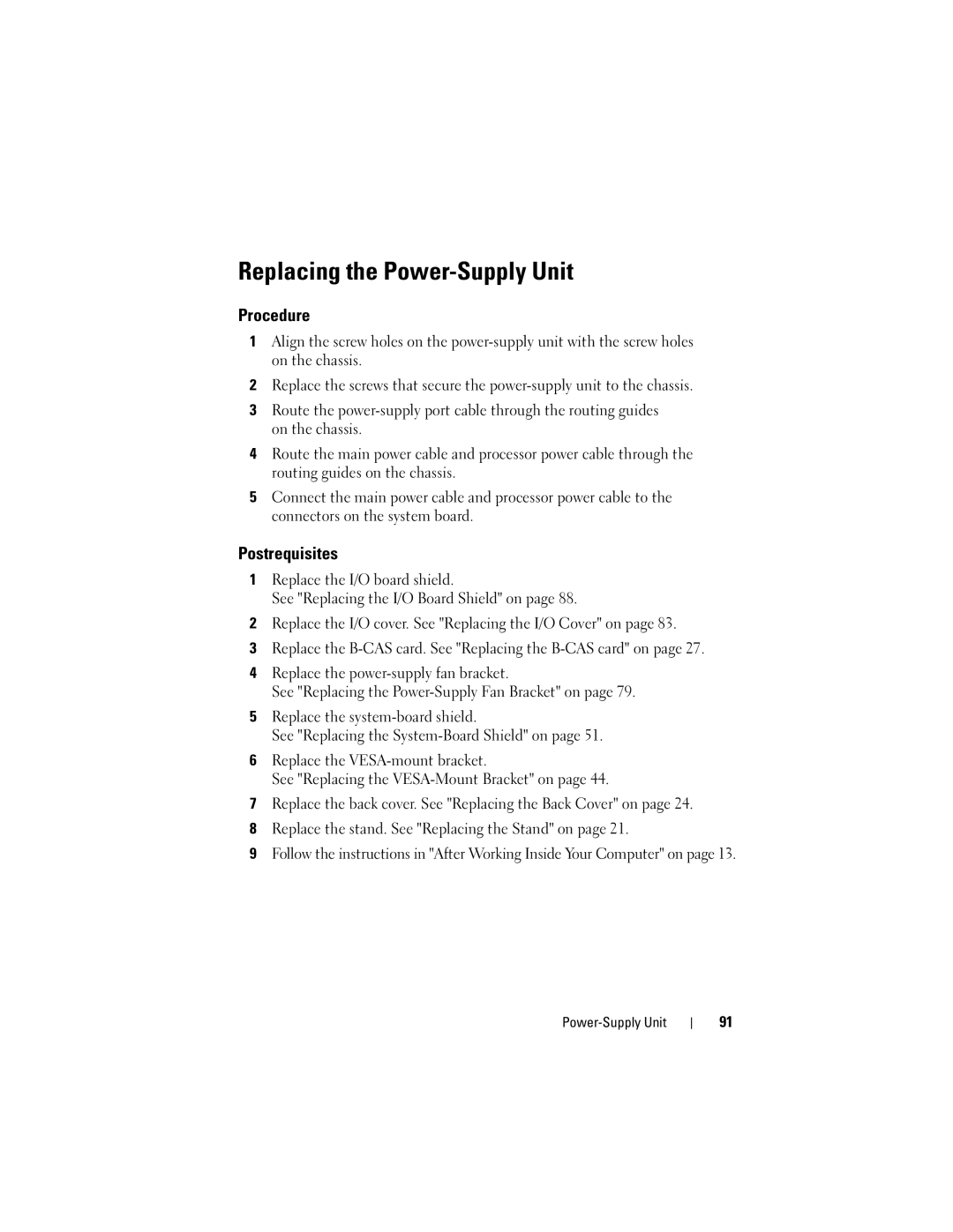 Dell 2330 owner manual Replacing the Power-Supply Unit 