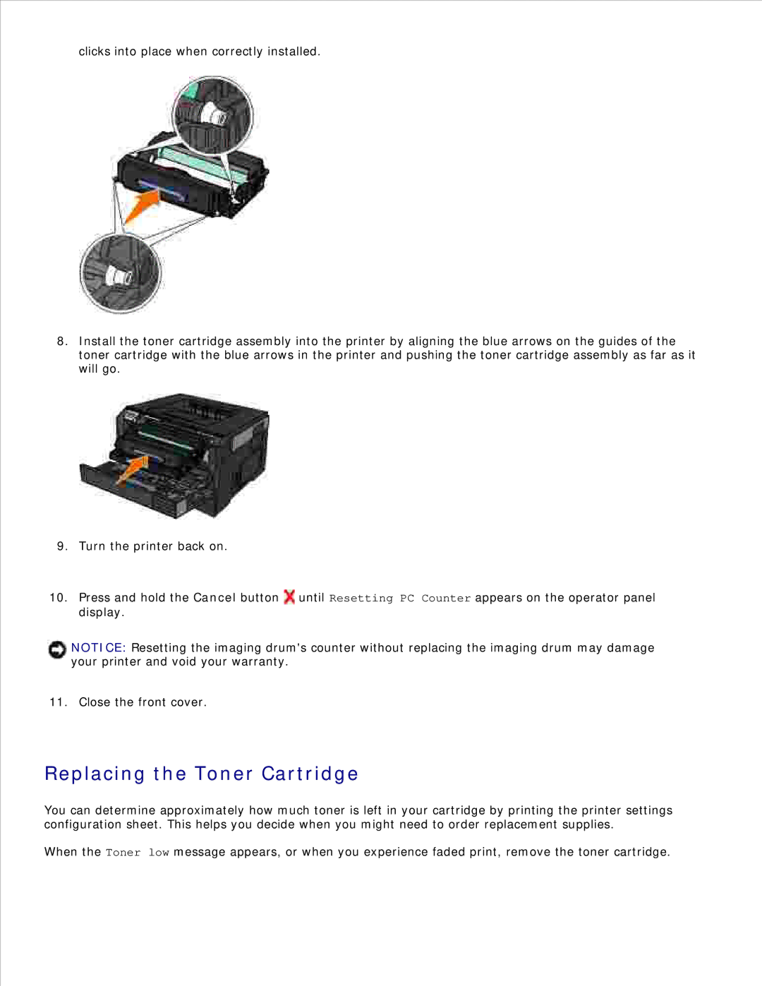 Dell 2330D/DN, 2350D/DN manual Replacing the Toner Cartridge 