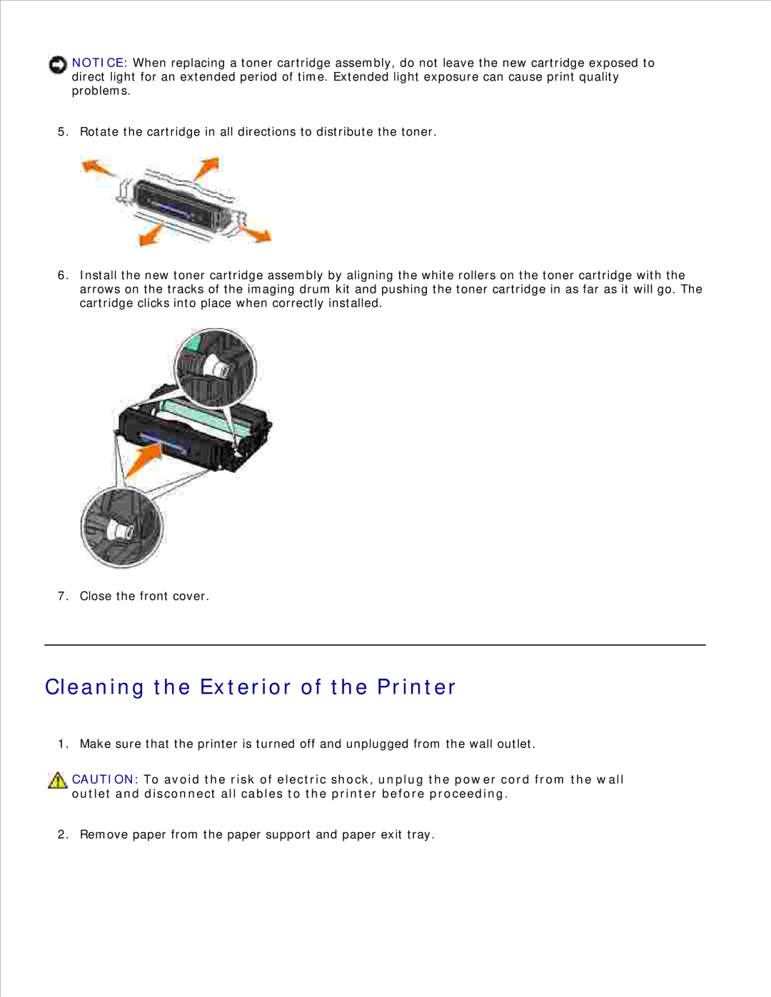 Dell 2330D/DN, 2350D/DN manual Cleaning the Exterior of the Printer 