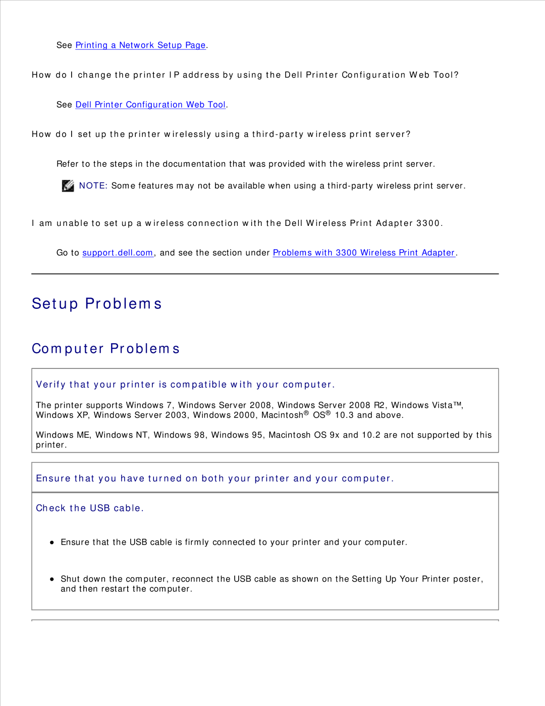 Dell 2350D/DN, 2330D/DN manual Setup Problems, Computer Problems 