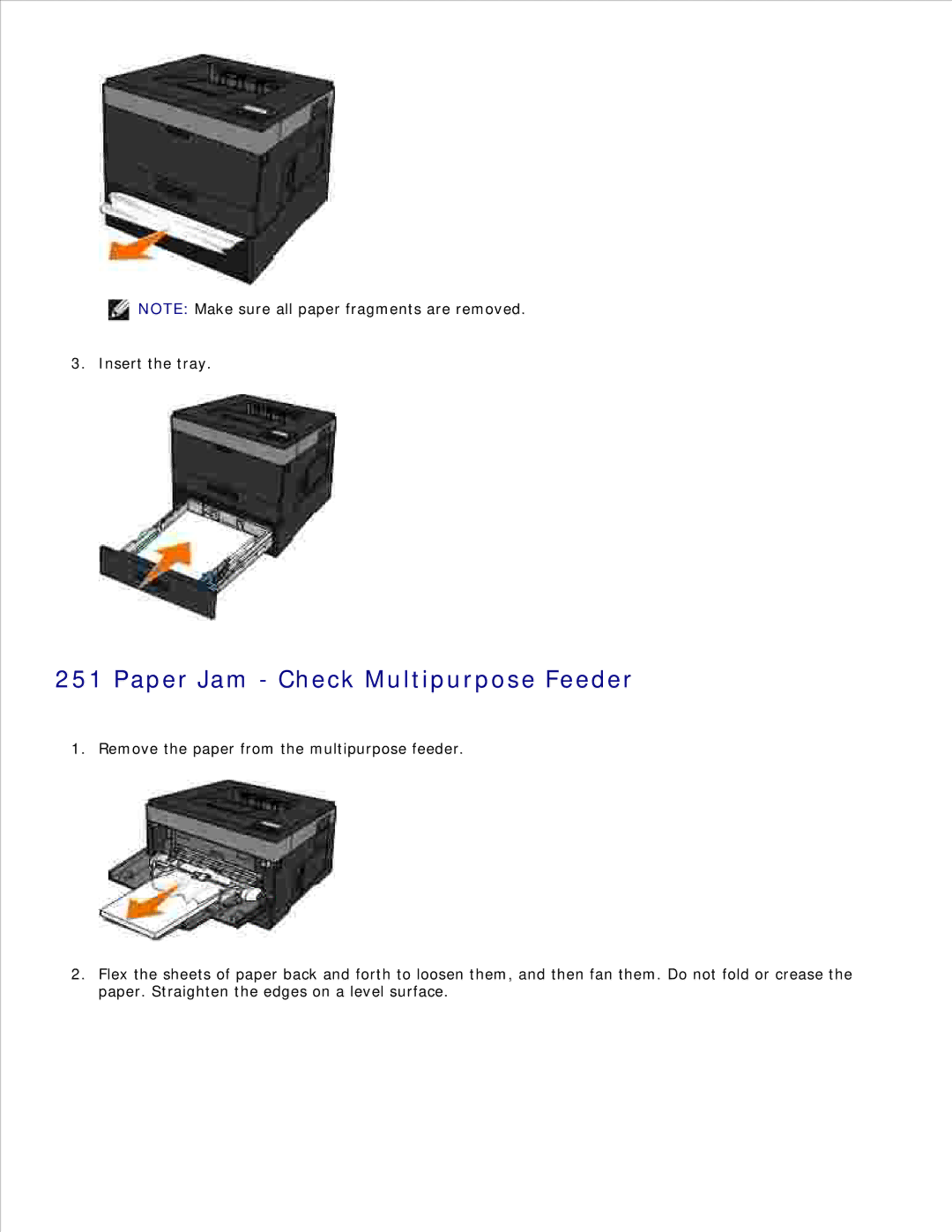 Dell 2350D/DN, 2330D/DN manual Paper Jam Check Multipurpose Feeder 