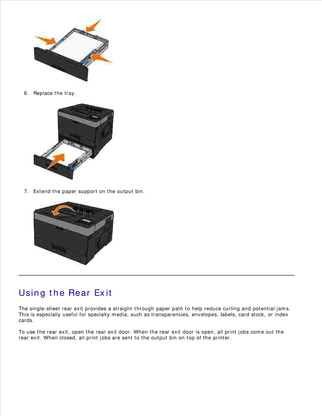 Dell 2330D/DN, 2350D/DN manual Using the Rear Exit 