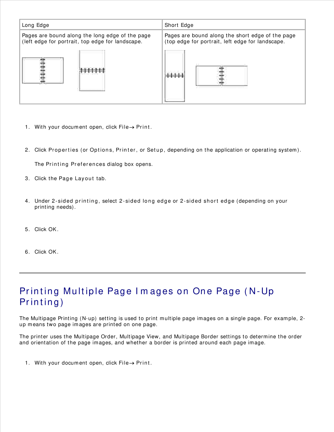 Dell 2350D/DN, 2330D/DN manual Printing Multiple Page Images on One Page N-Up 