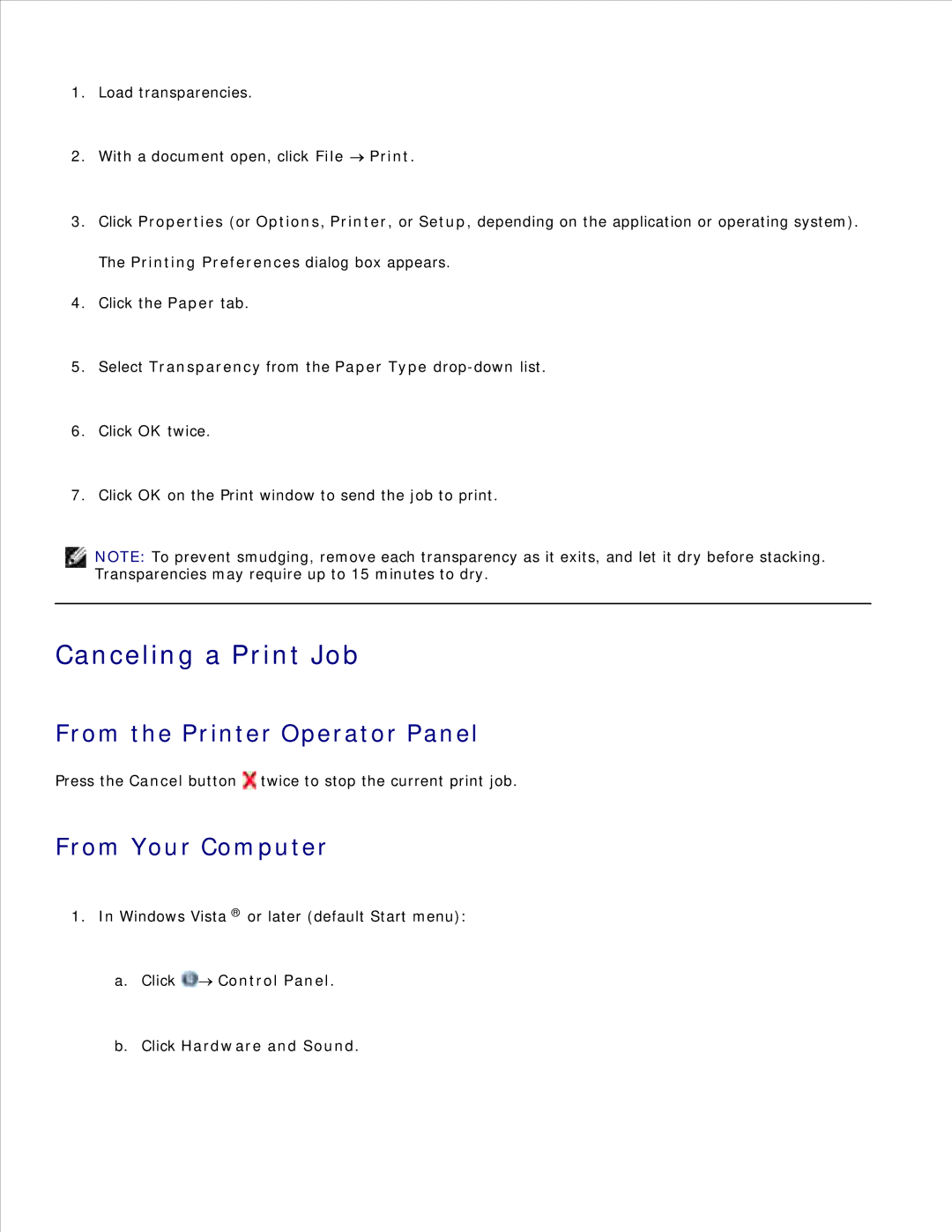 Dell 2330D/DN, 2350D/DN manual Canceling a Print Job, From the Printer Operator Panel, From Your Computer 