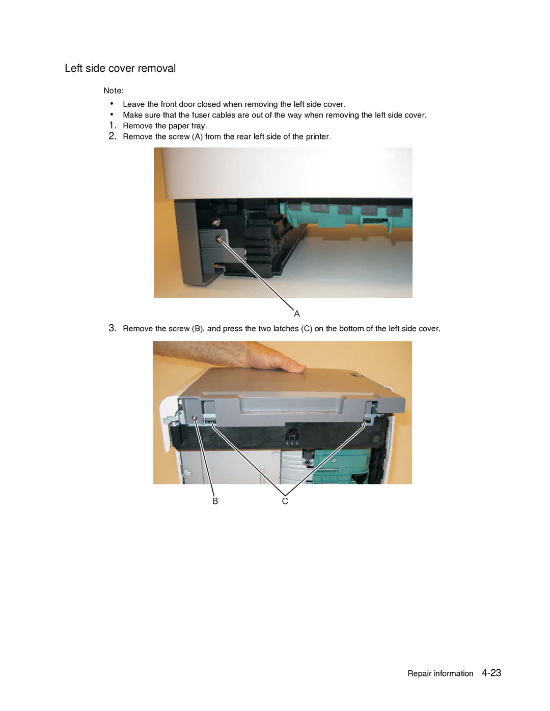 Dell 2330dn service manual Left side cover removal 