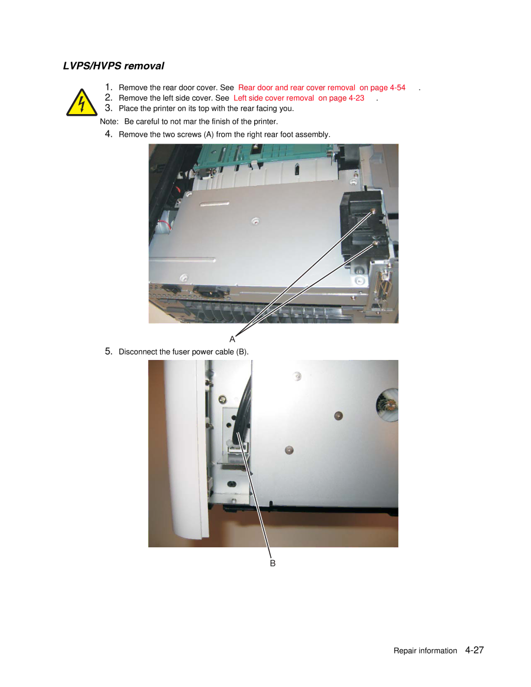 Dell 2330dn service manual LVPS/HVPS removal 