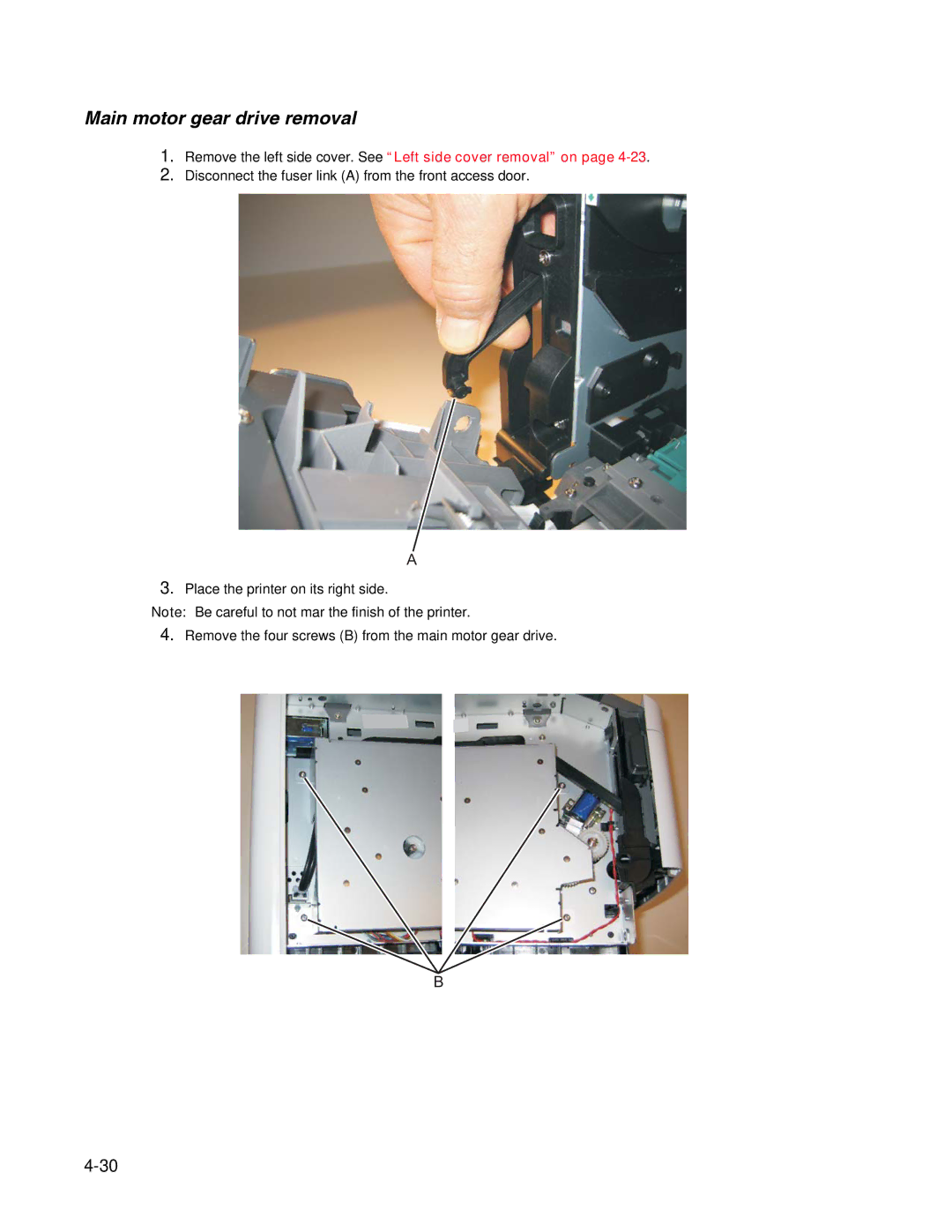 Dell 2330dn service manual Main motor gear drive removal 