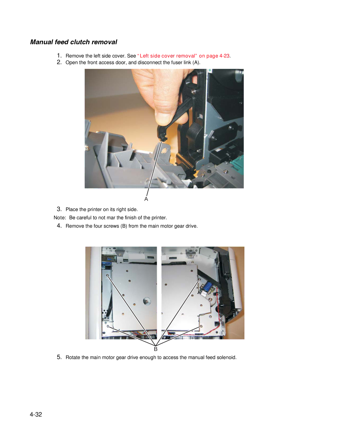 Dell 2330dn service manual Manual feed clutch removal 