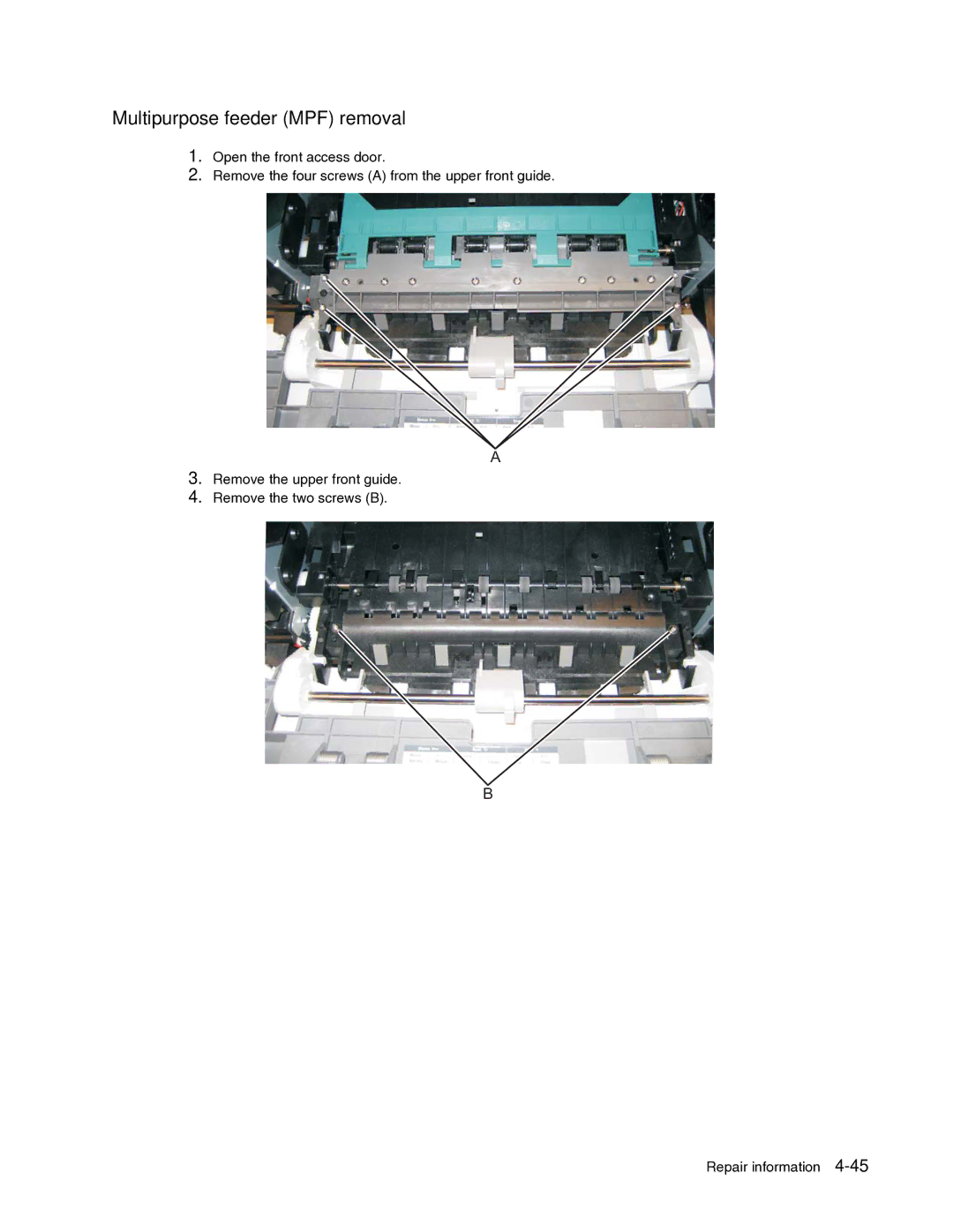 Dell 2330dn service manual Multipurpose feeder MPF removal 