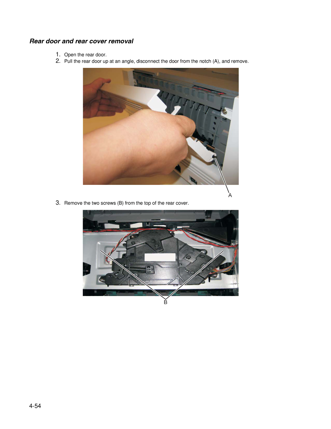 Dell 2330dn service manual Rear door and rear cover removal 